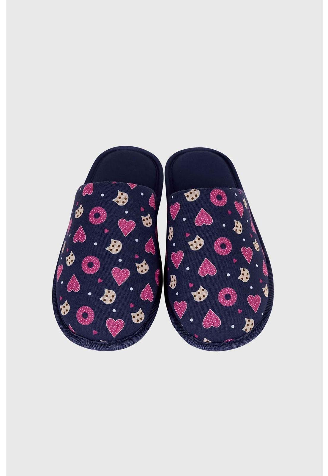 Pantufla Mujer Estampada Azul-0