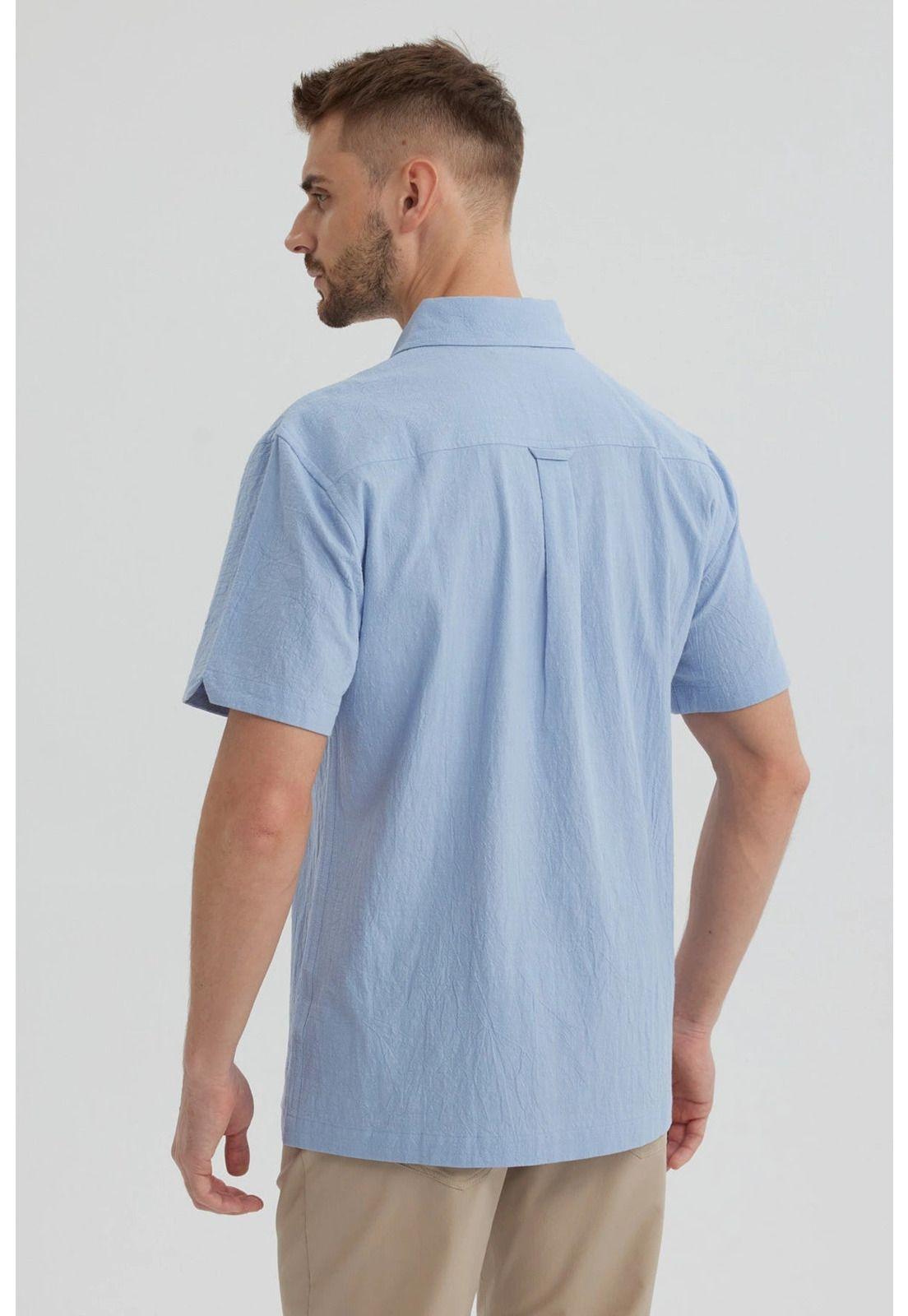 Camisa Hombre Lisa Celeste-2