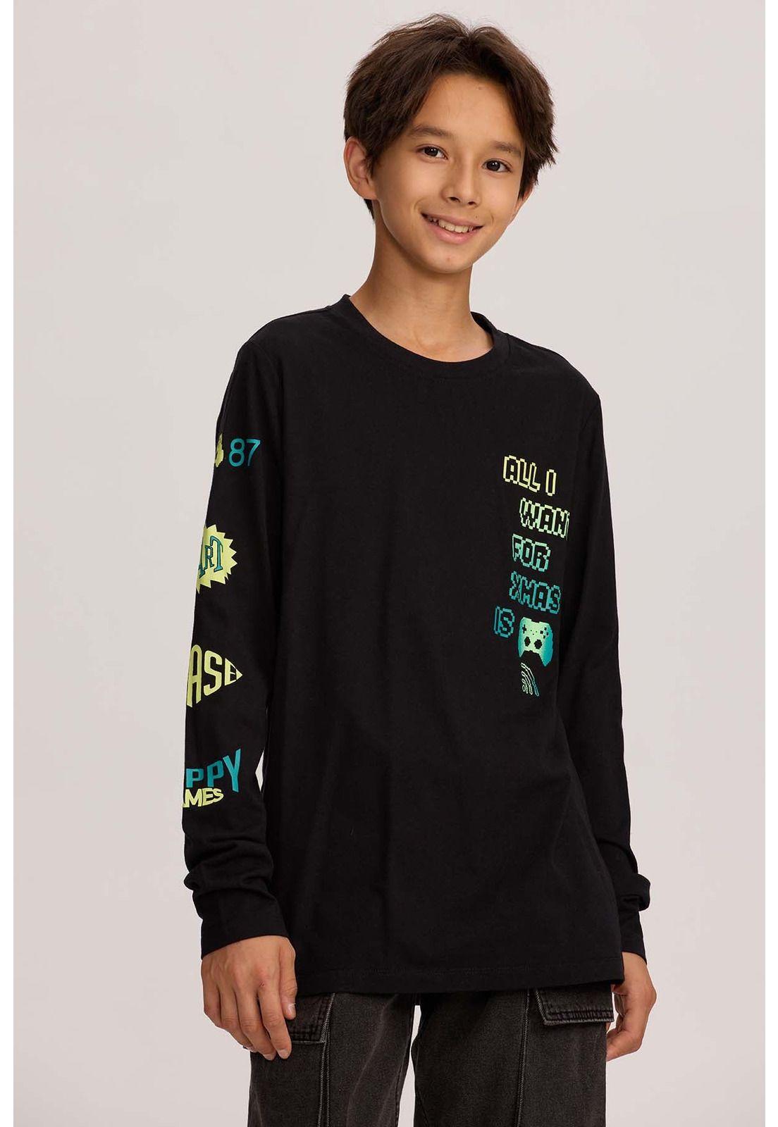 Polera Niño Print Negro-0