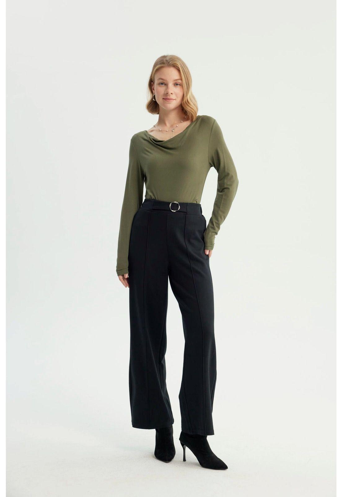 Pantalón Mujer Recto Negro - lll-3