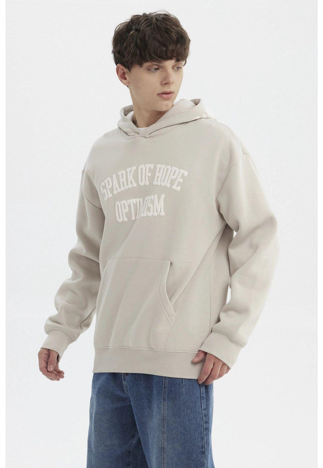 Polerón Hombre Slim Con Gorro Beige Oscuro-1