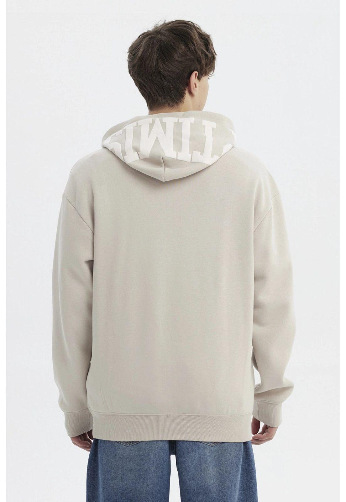 Polerón Hombre Slim Con Gorro Beige Oscuro-2
