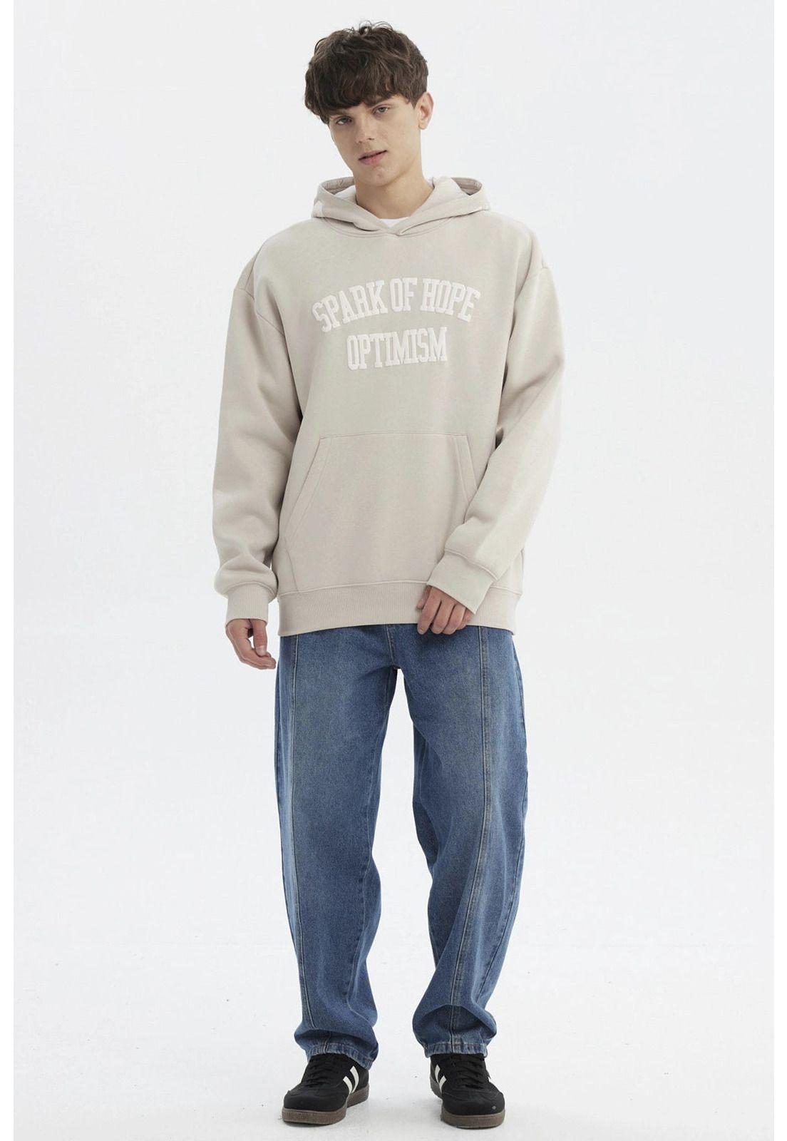 Polerón Hombre Slim Con Gorro Beige Oscuro-3