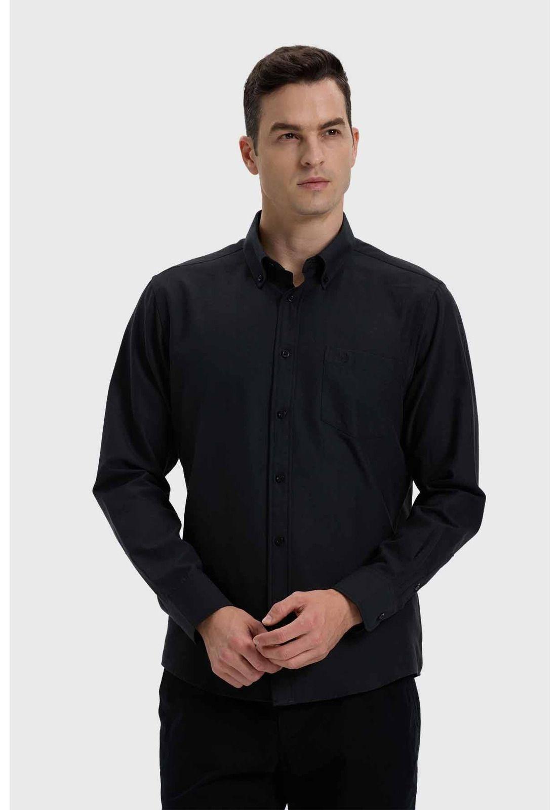 Camisa Hombre Oxford Negro-0