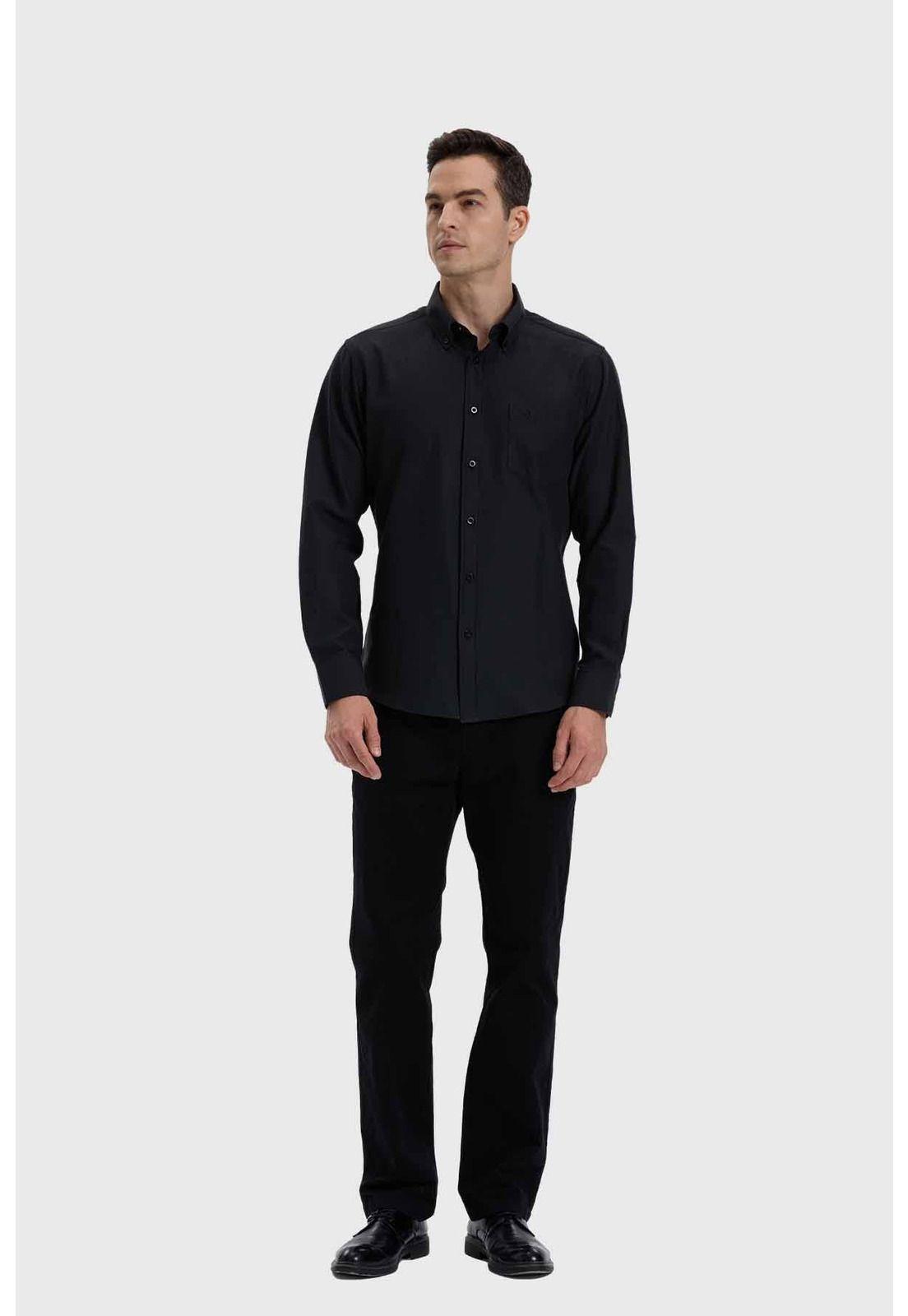 Camisa Hombre Oxford Negro-3
