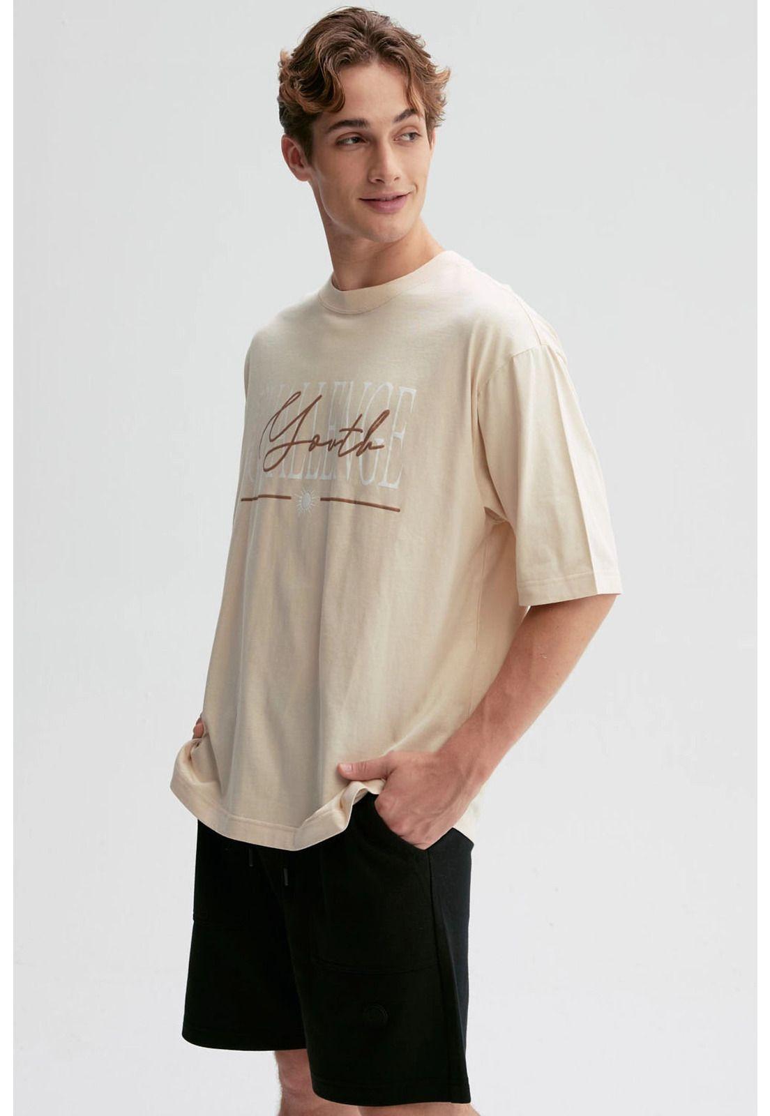 Polera Hombre Print Central Beige-1