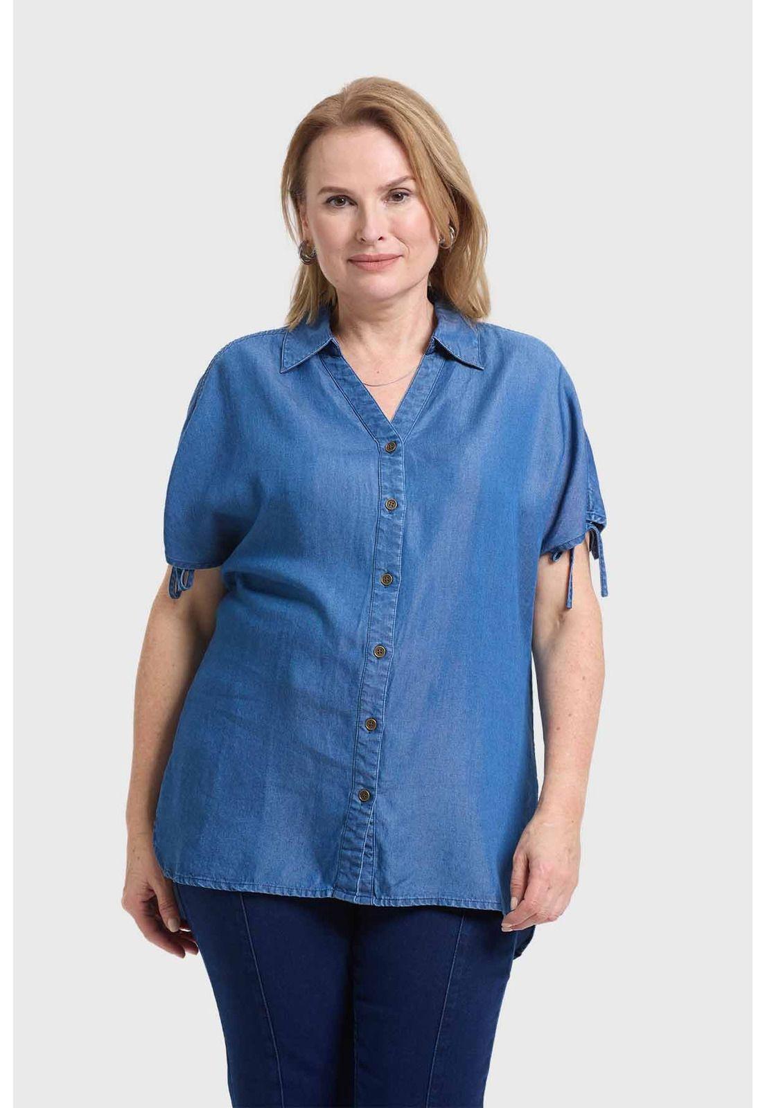 Blusa Mujer Con Ajustador Azul-0