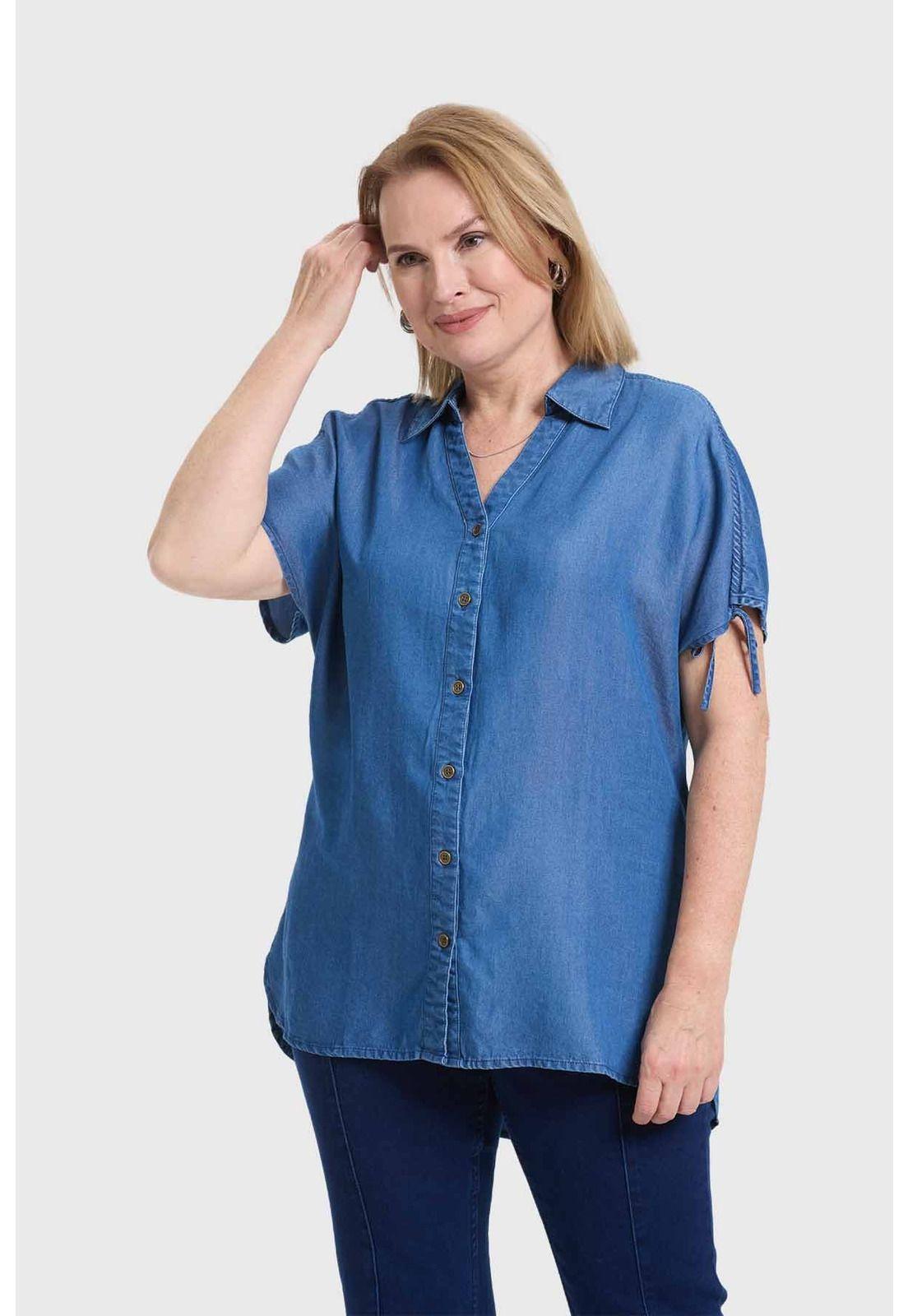 Blusa Mujer Con Ajustador Azul-1