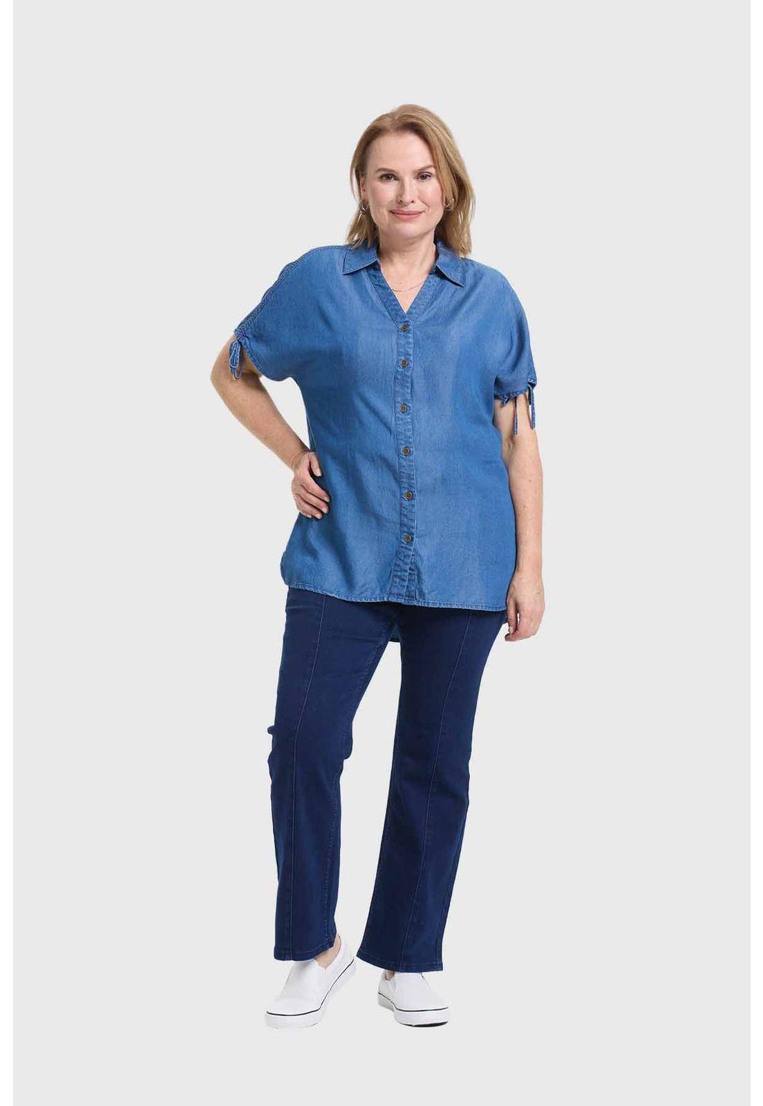 Blusa Mujer Con Ajustador Azul-3