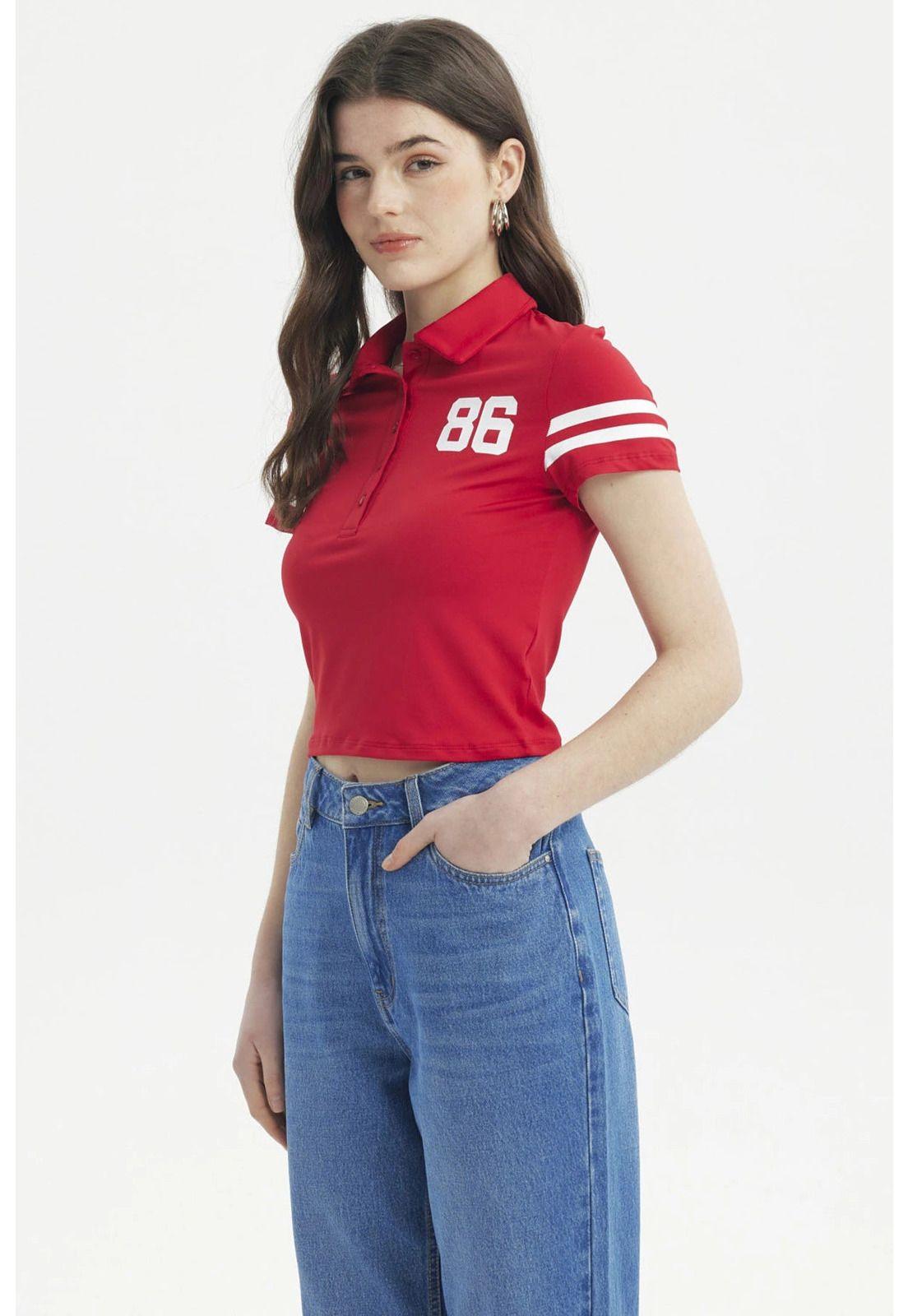 Polera Mujer Madia Pata Botón Rojo-1