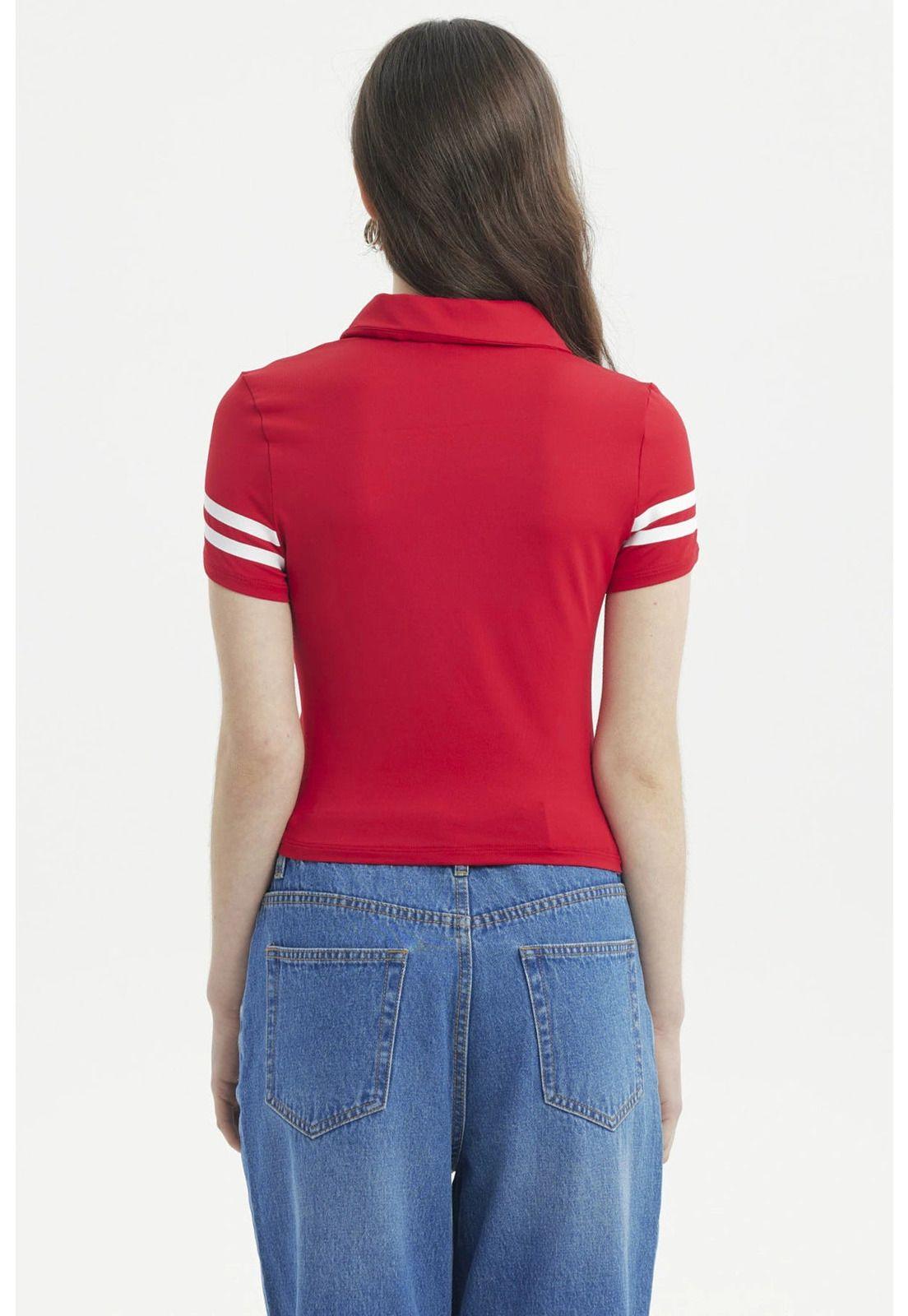 Polera Mujer Madia Pata Botón Rojo-2