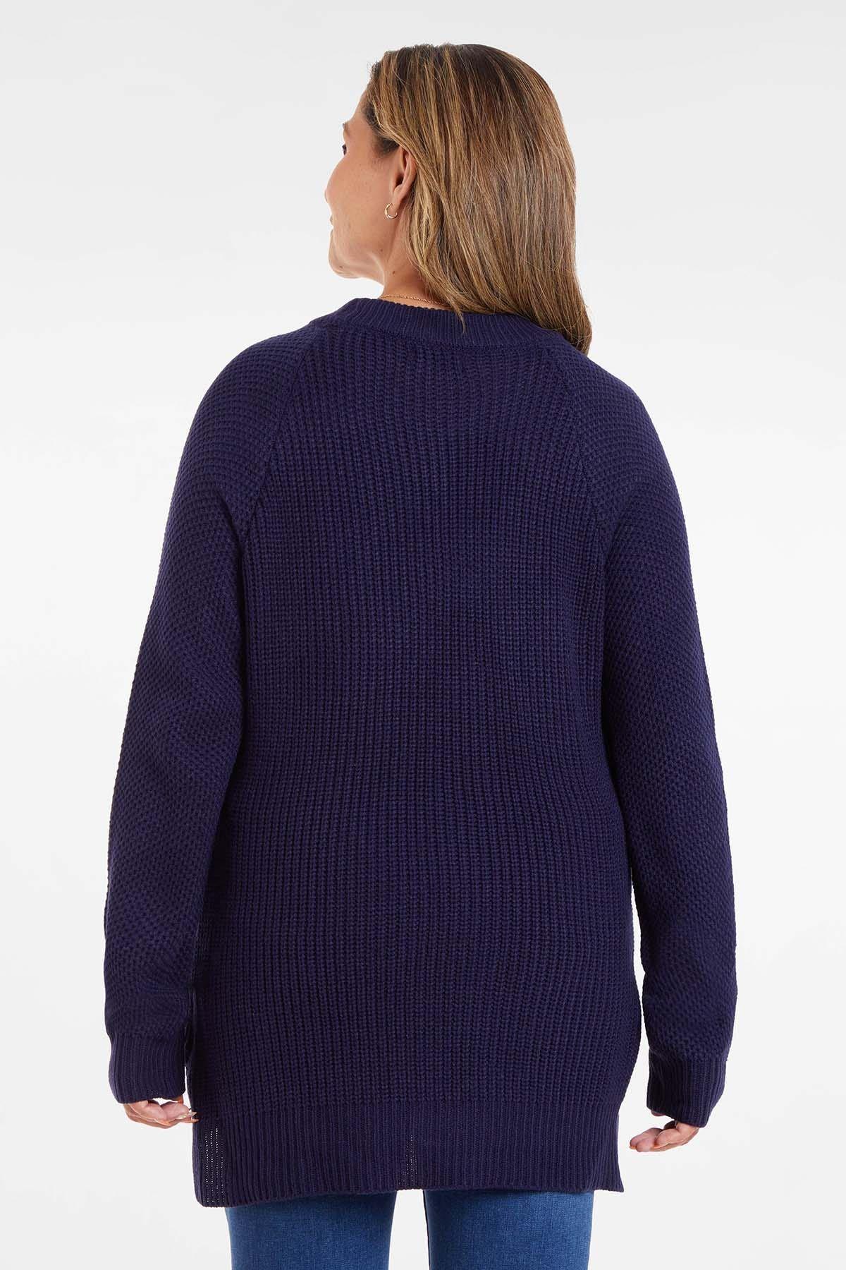 Sweater Mujer Calado Azul-2