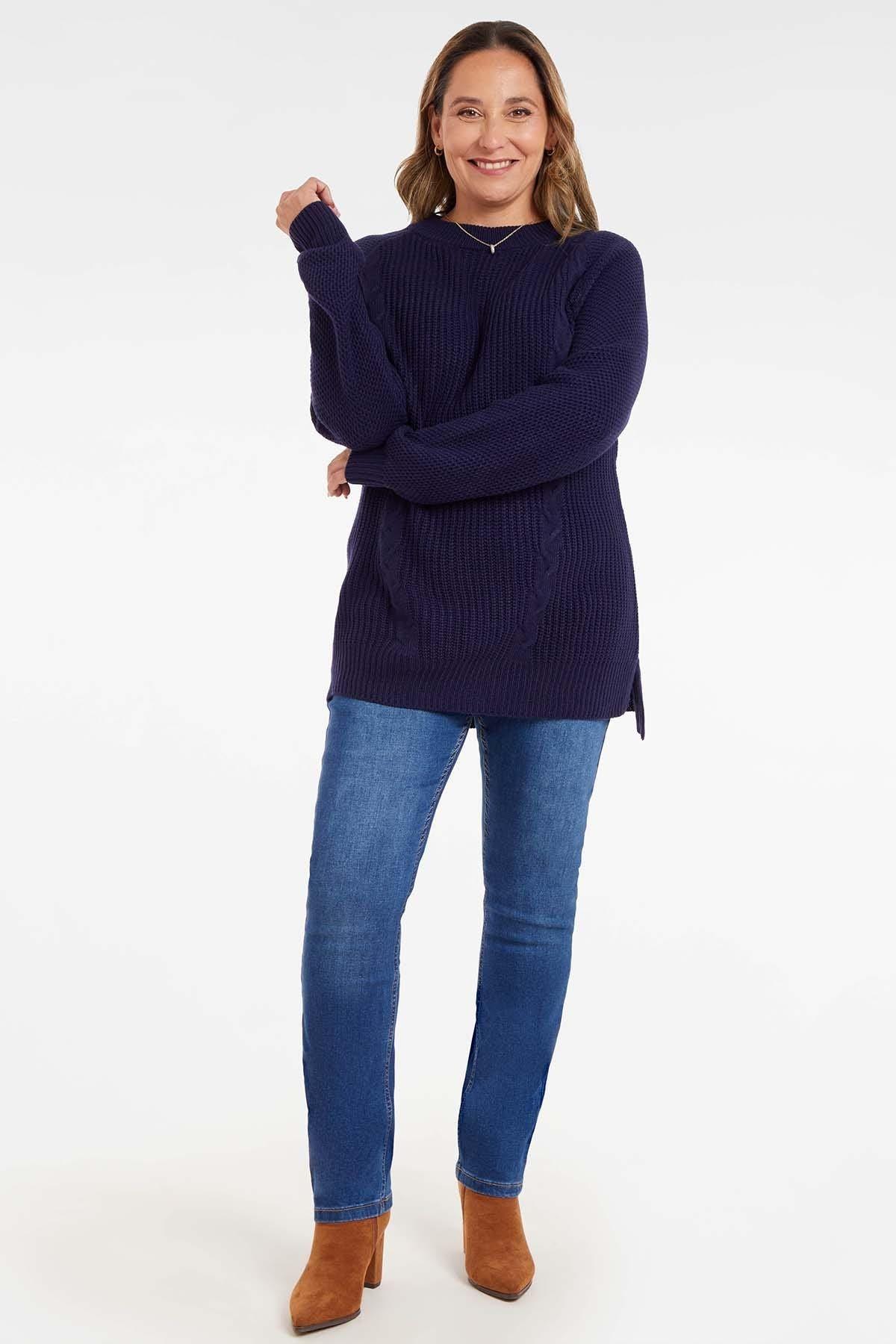 Sweater Mujer Calado Azul-3