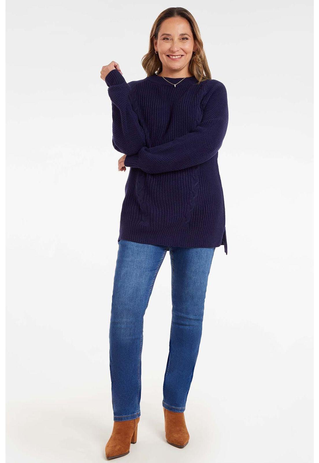 Sweater Mujer Calado Azul-3