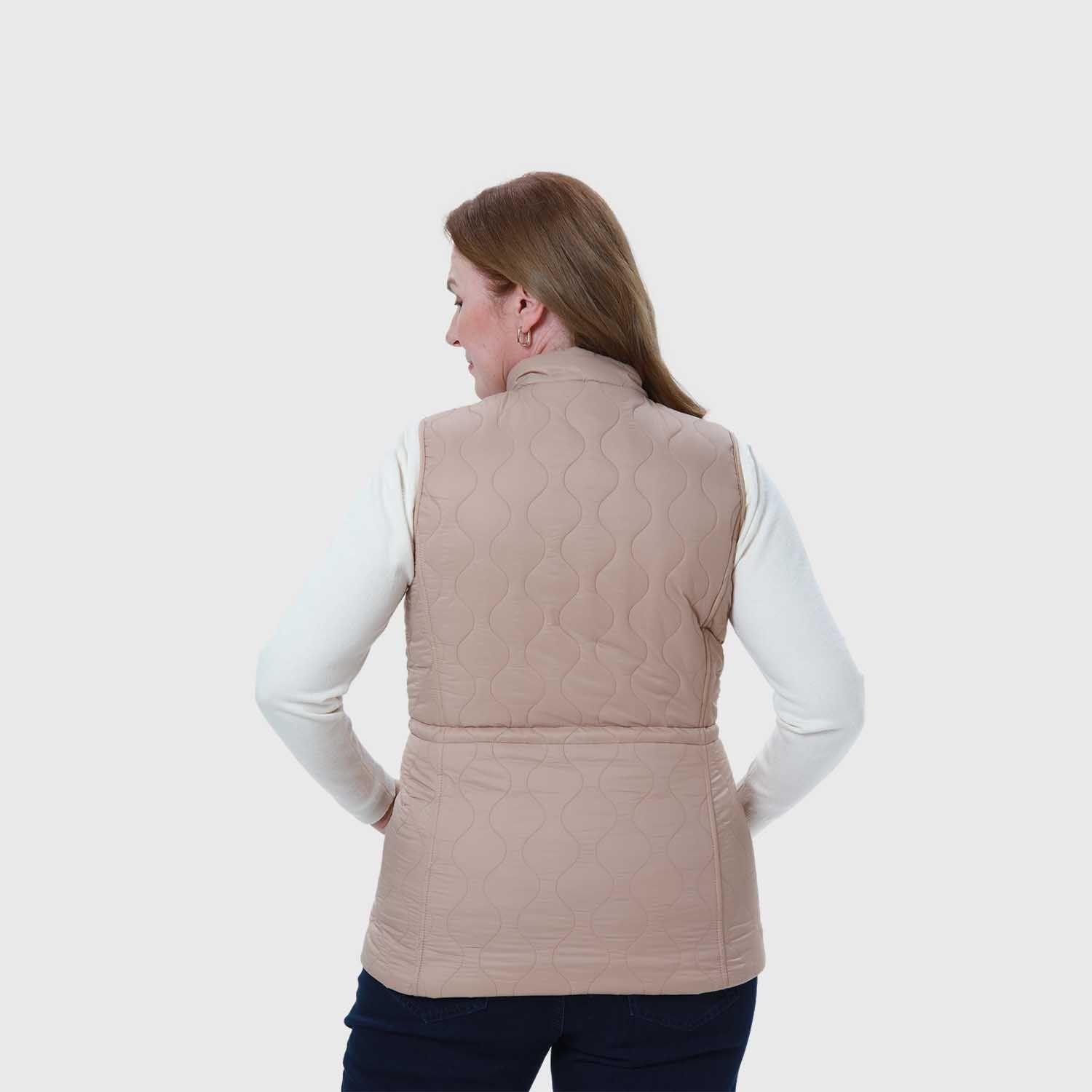 Parka Mujer Con Rombos Bolsillos Beige Oscuro-2