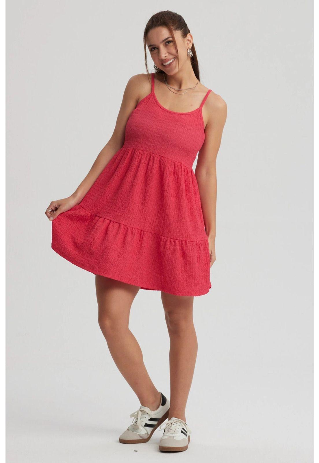 Vestido Mujer Textura Fucsia-0