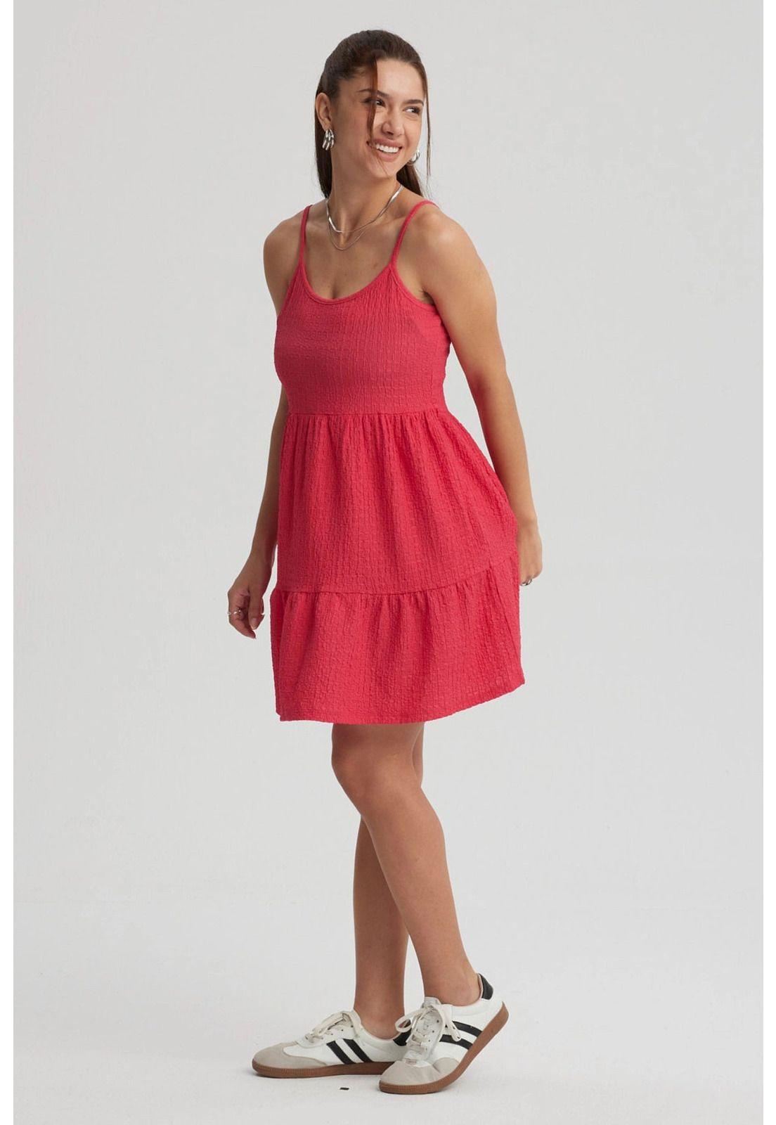 Vestido Mujer Textura Fucsia-2