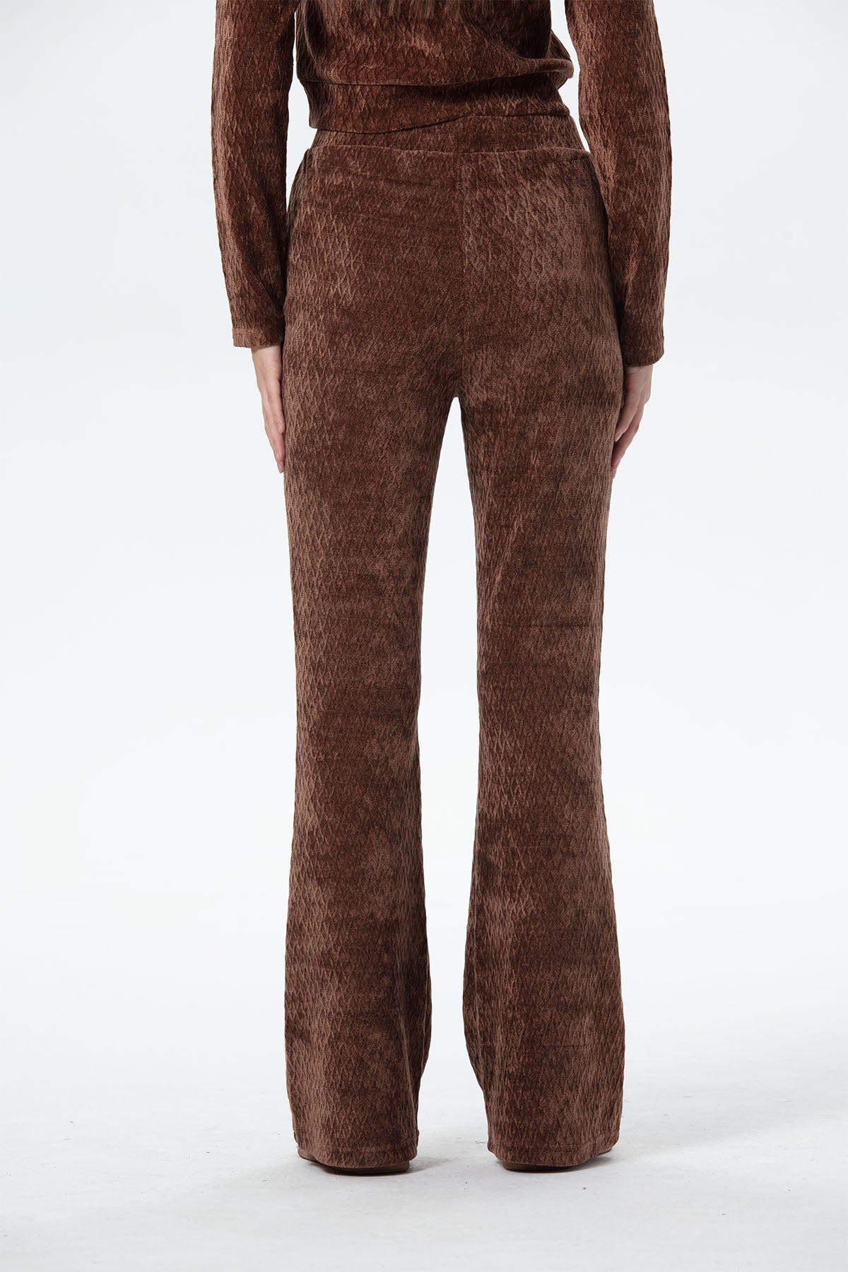 Pantalón Mujer Flare Chenille Cafe-2