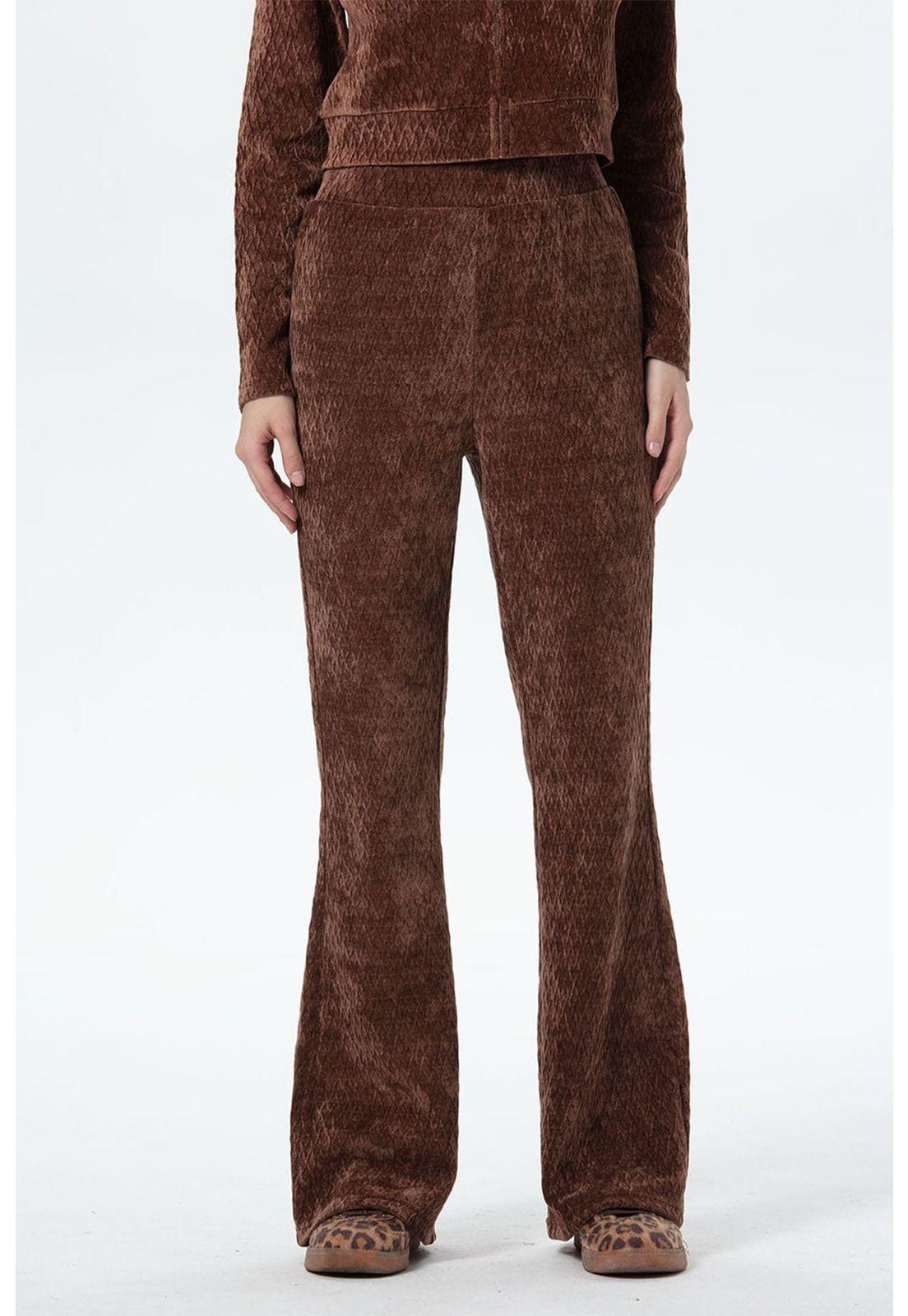 Pantalón Mujer Flare Chenille Café-0