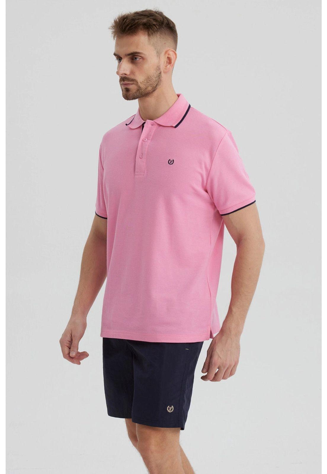 Polera Hombre Piqué Básica Lisa Rosado - lV-1