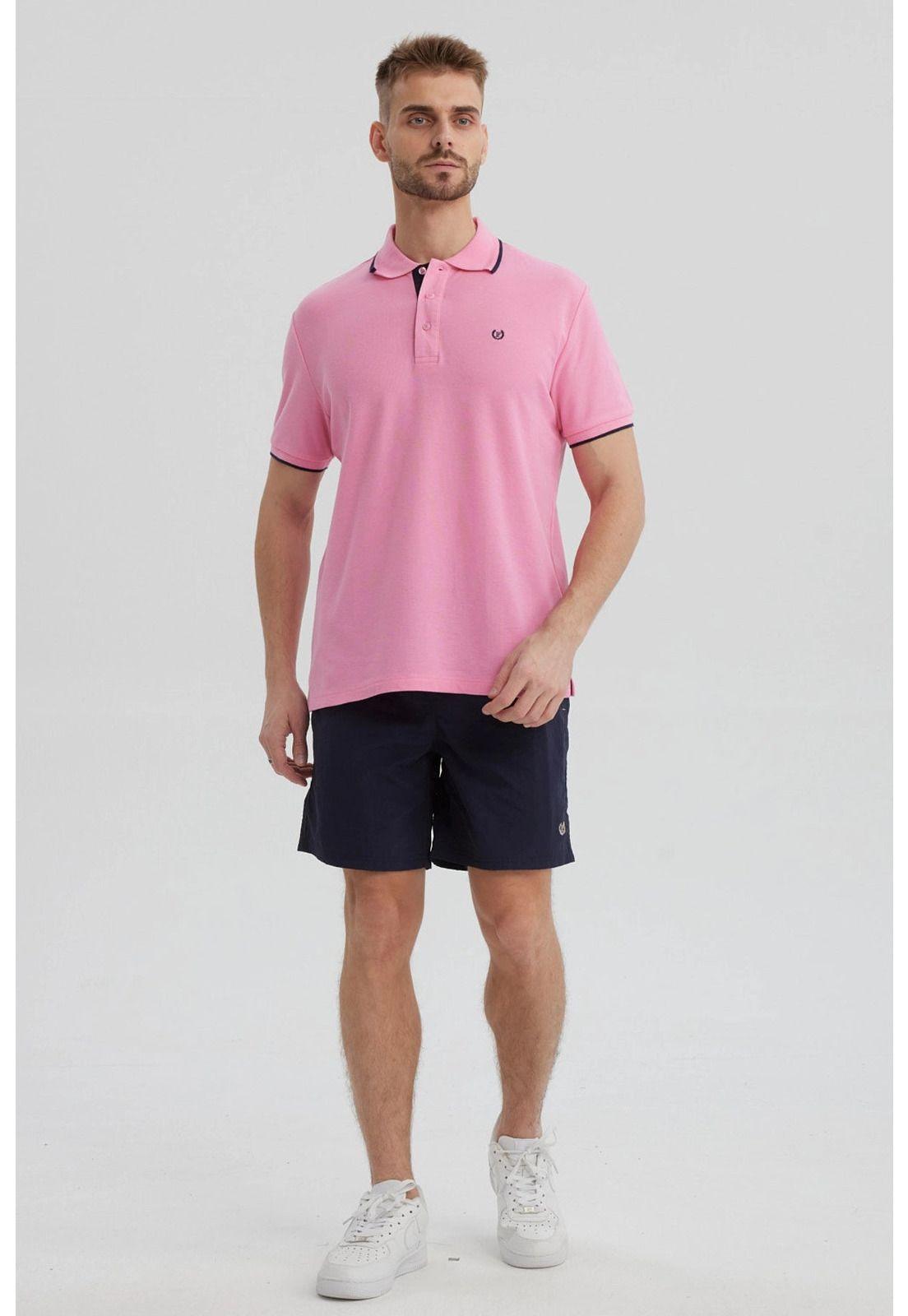 Polera Hombre Piqué Básica Lisa Rosado - lV-3