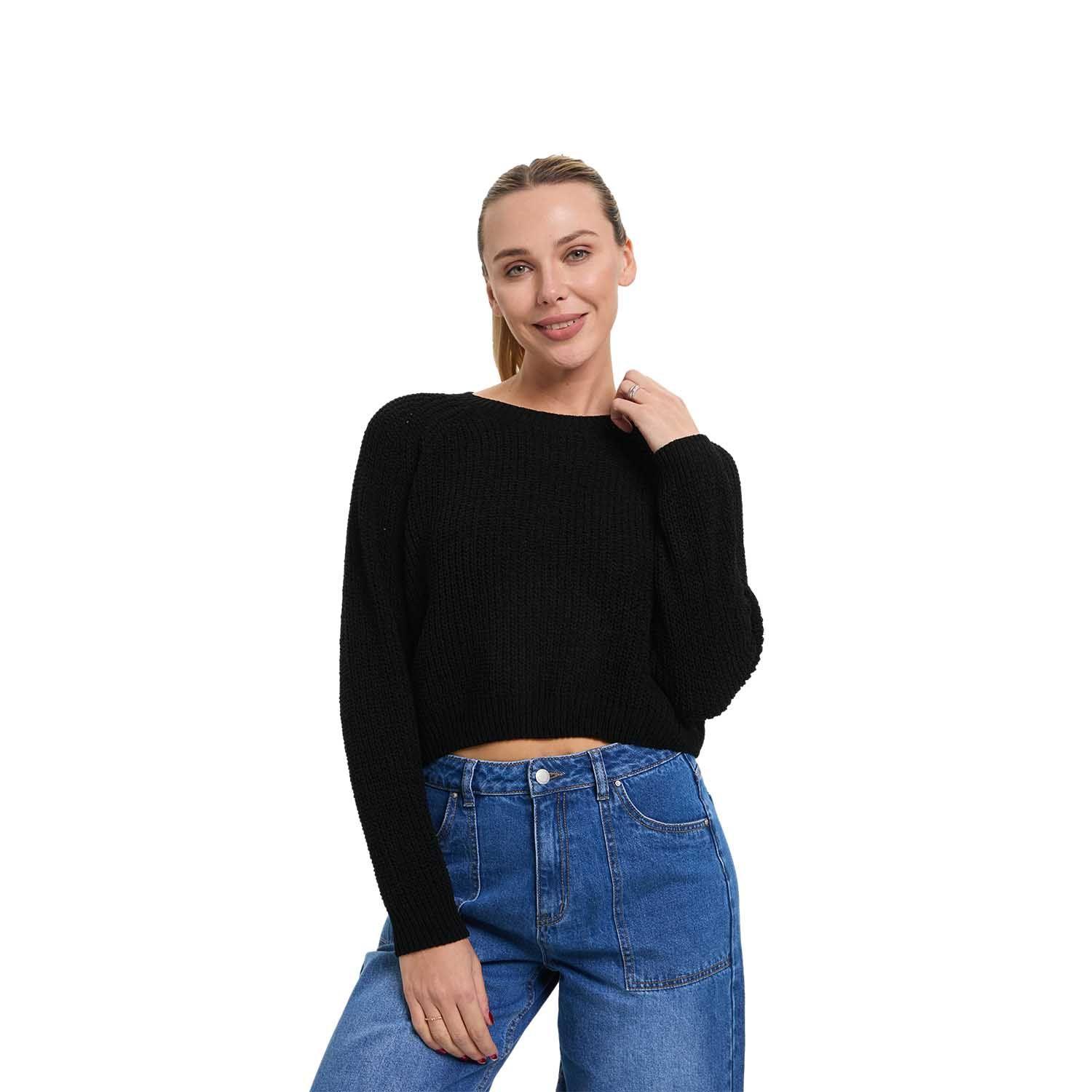 Sweater Mujer Chenille Negro Fashion's Park-0