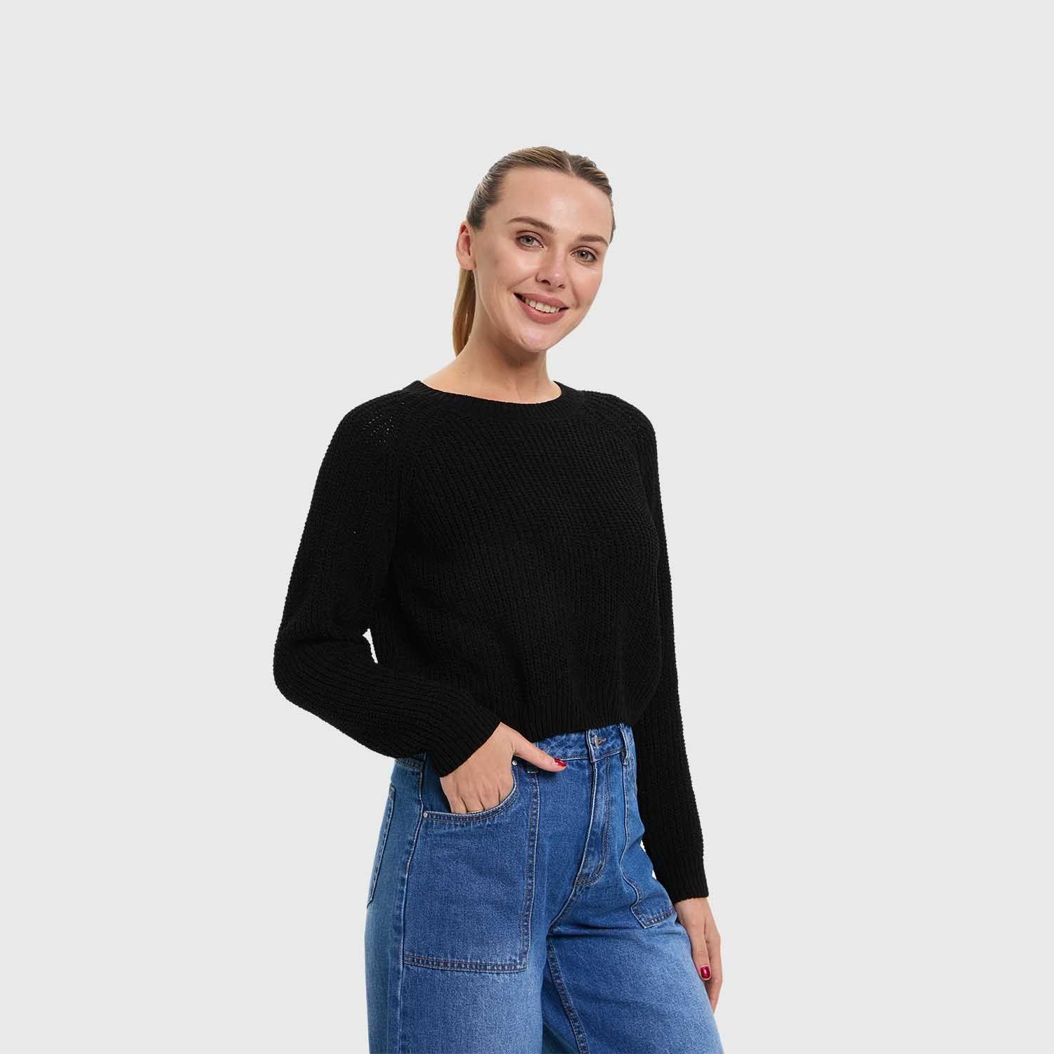 Sweater Mujer Chenille Negro Fashion's Park-1