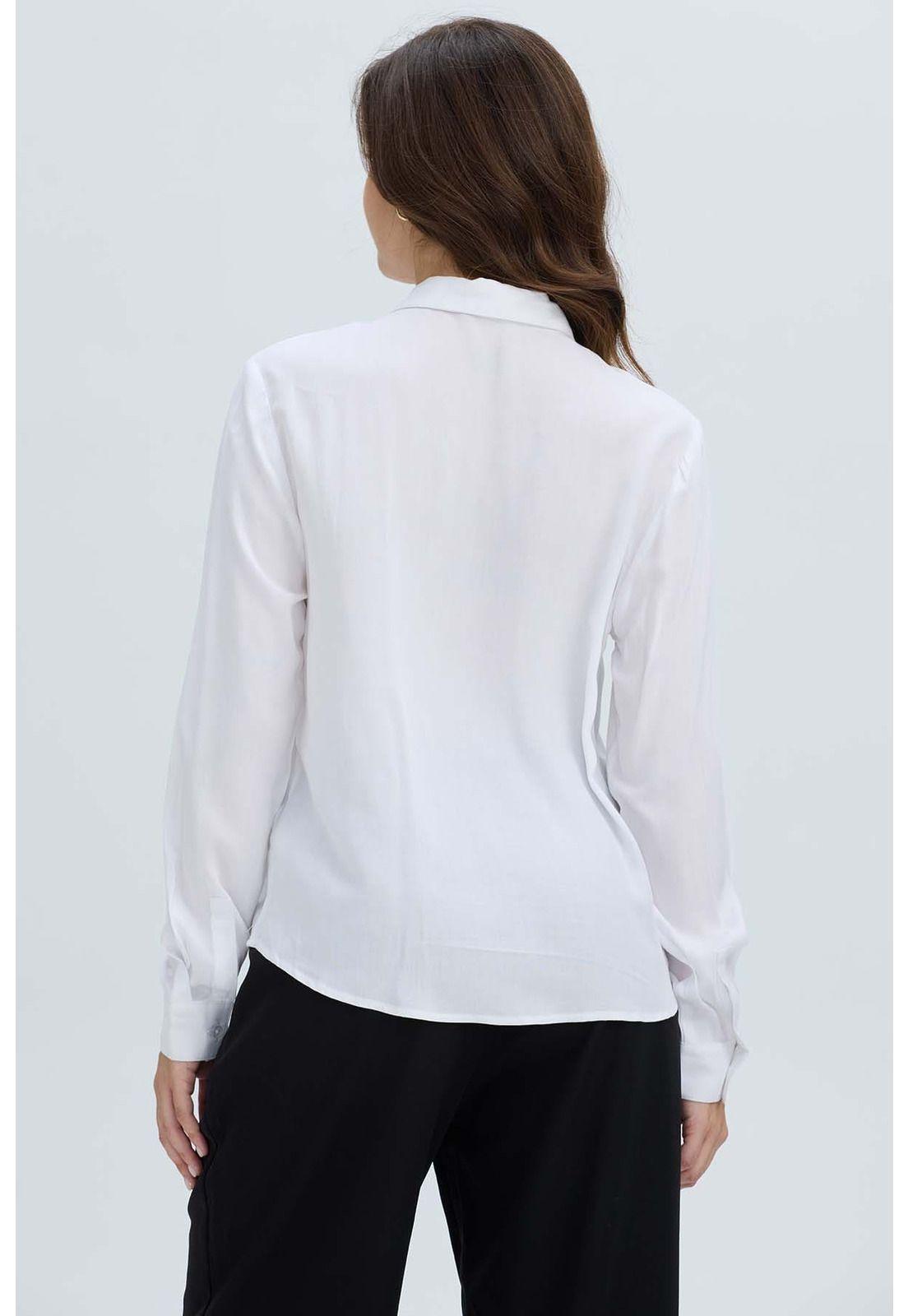 Blusa Mujer Abotonada Pliegues Crudo-2