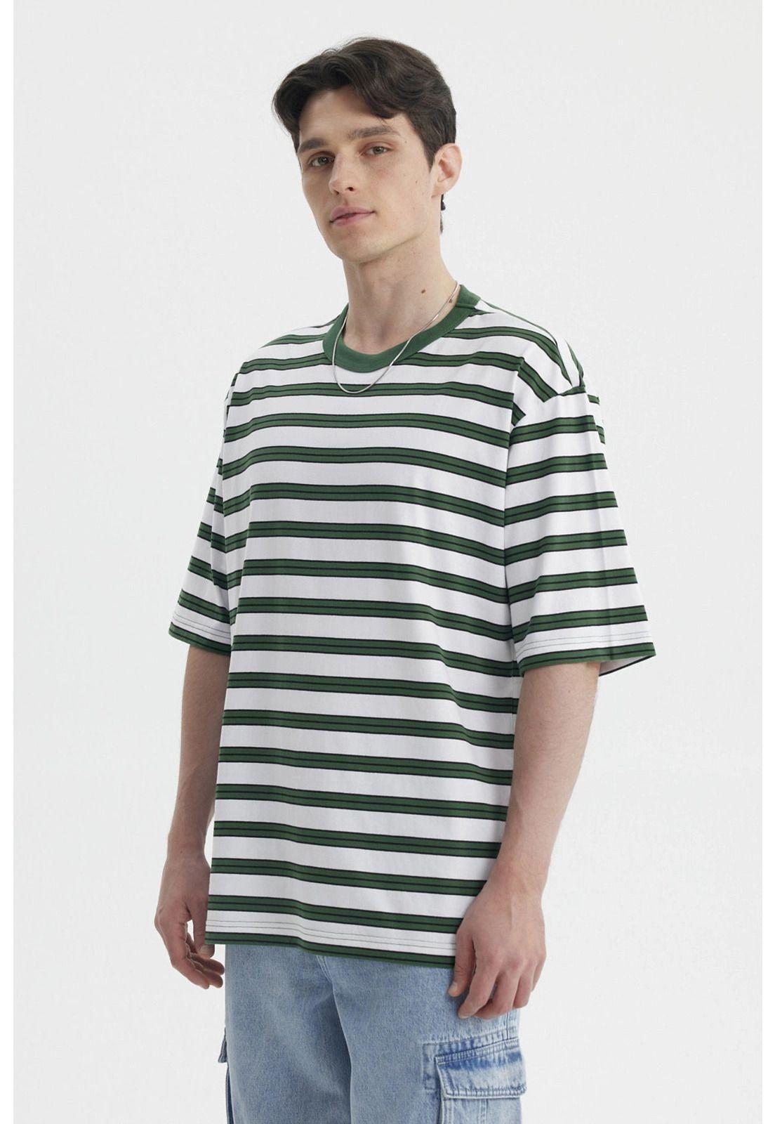 Polera Hombre Rayas Verde-1