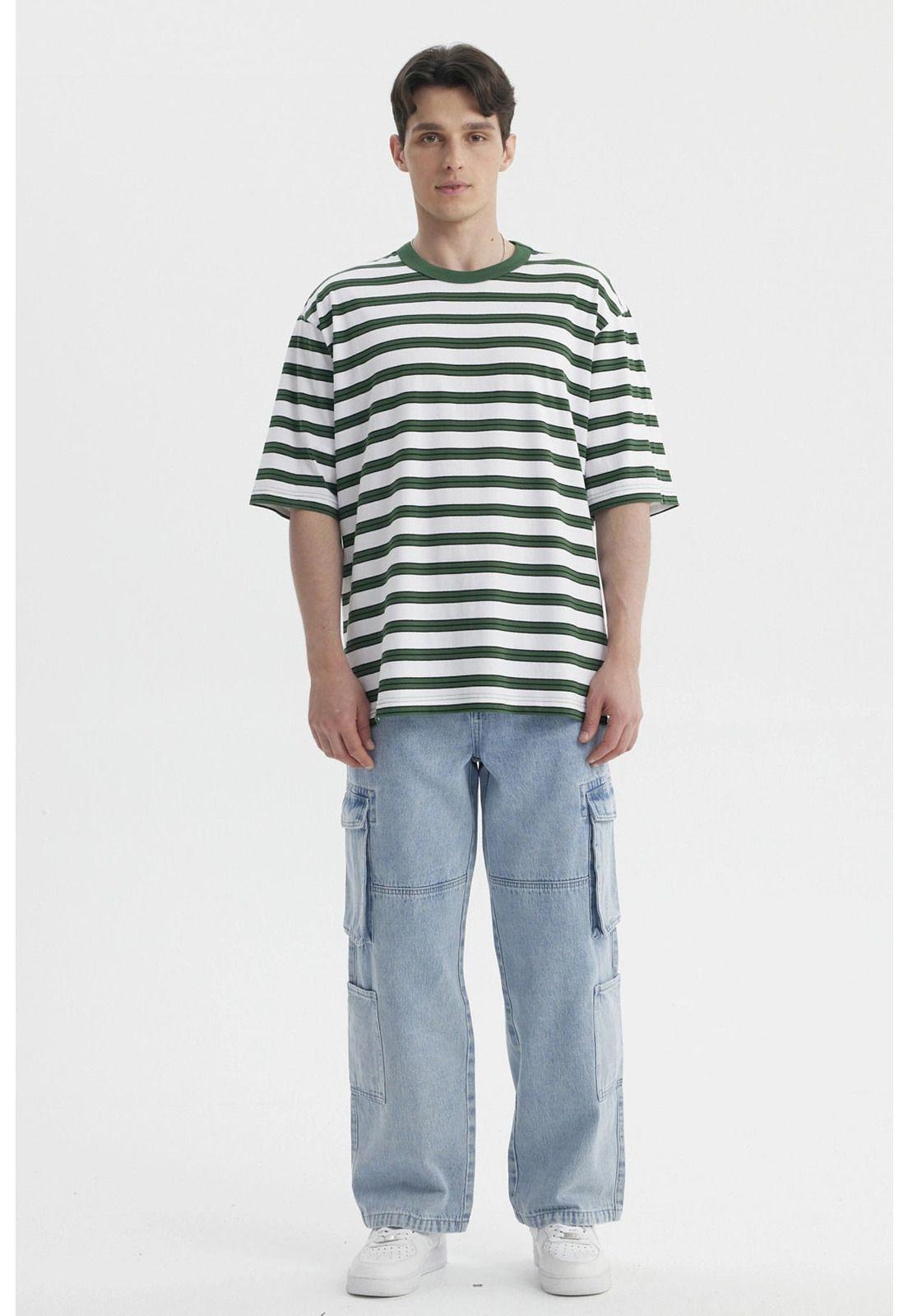 Polera Hombre Rayas Verde-3