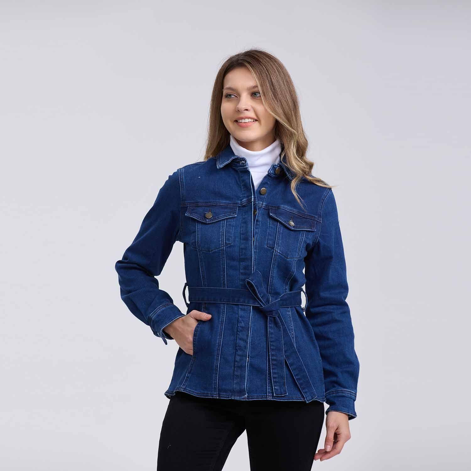 Chaqueta Mujer Cinturón Azul Oscuro-0