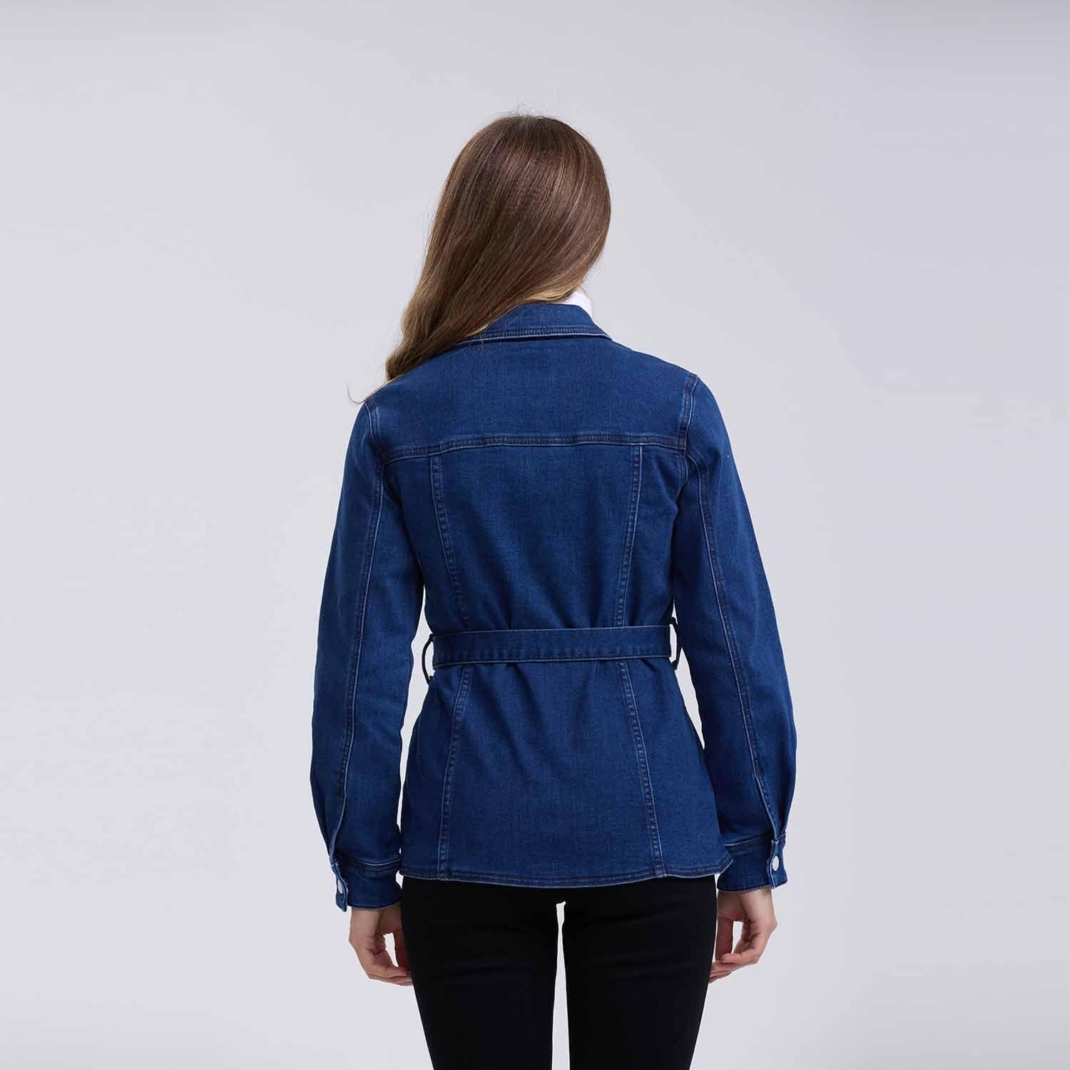 Chaqueta Mujer Cinturón Azul Oscuro-2