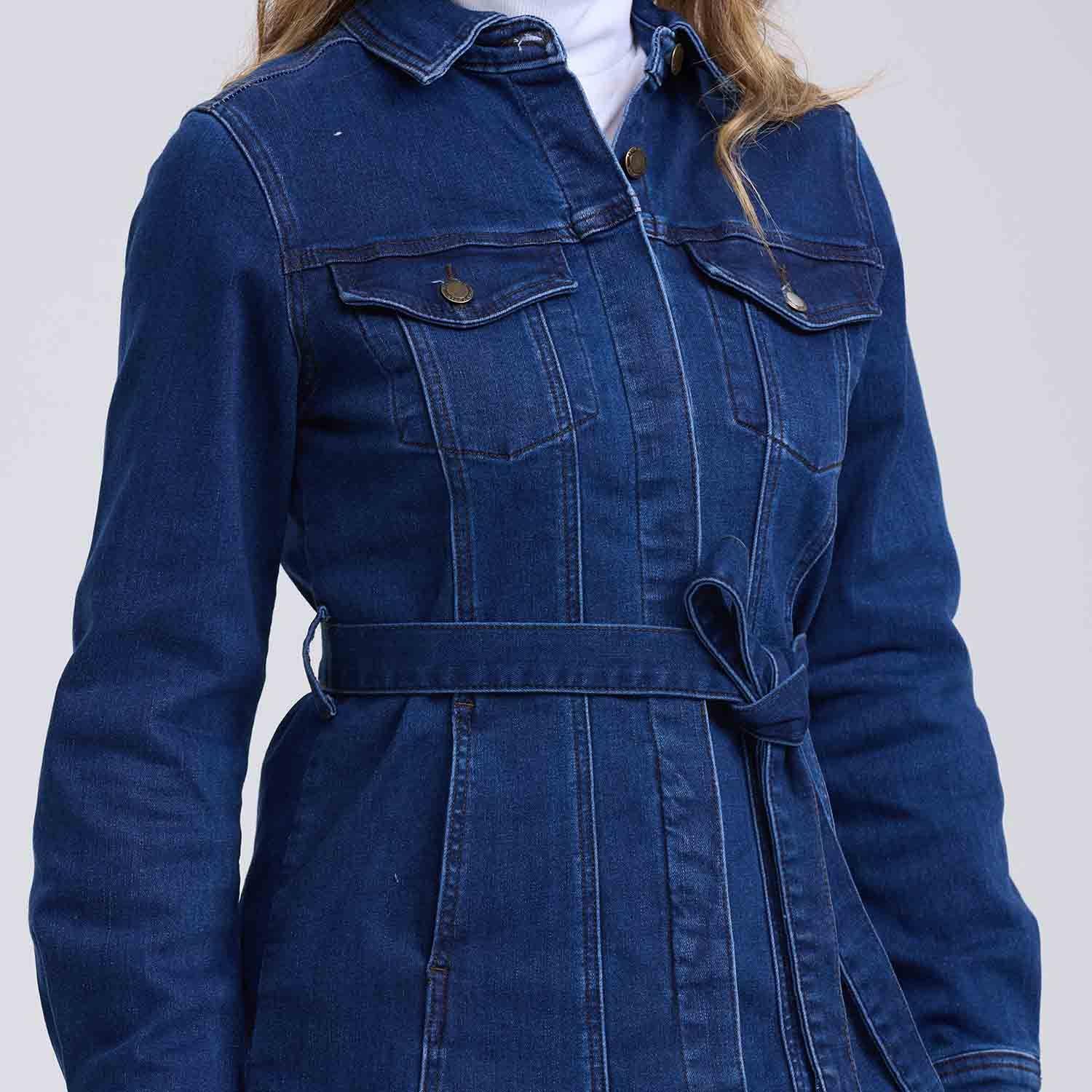 Chaqueta Mujer Cinturón Azul Oscuro-3