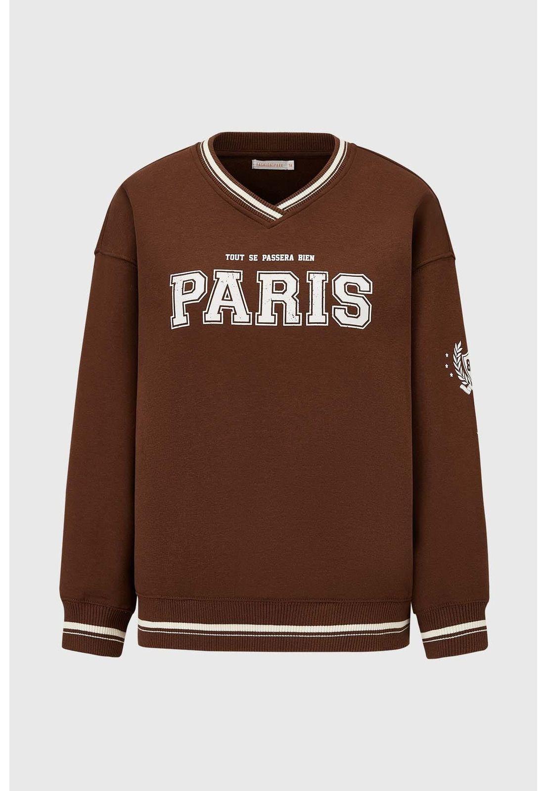 Polerón Niña Oversize Print Café-0