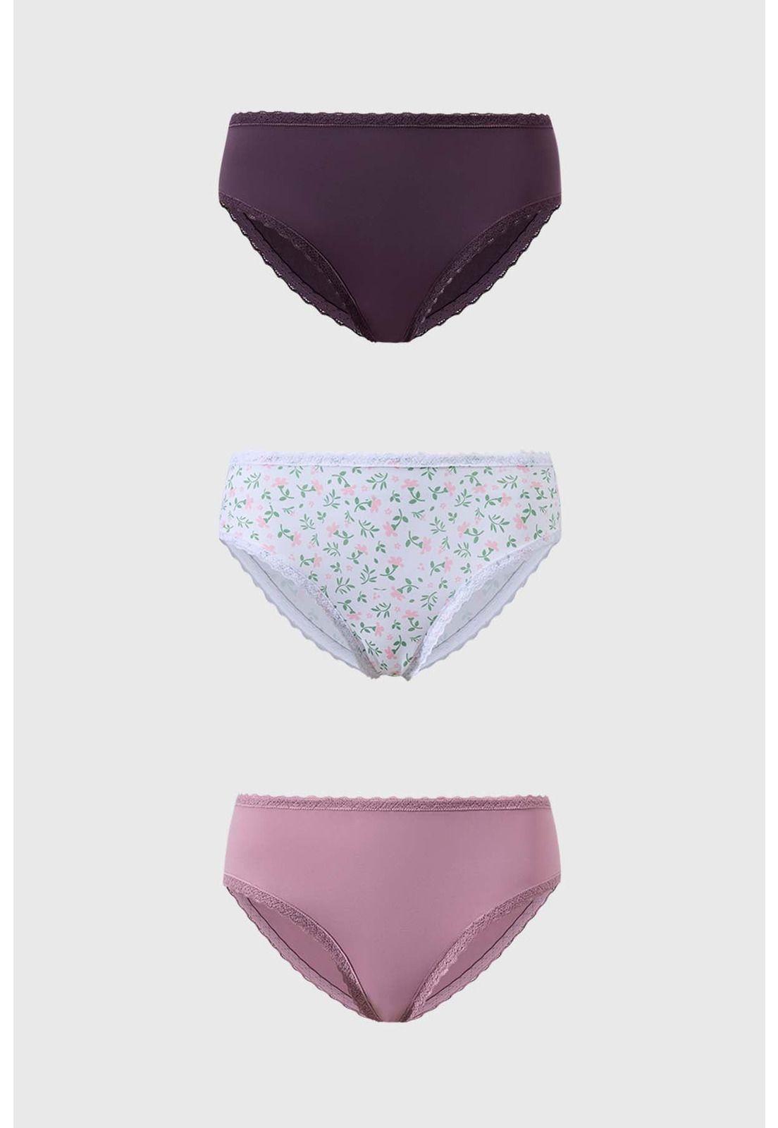 Calzón Mujer Tripack Bikini Estampado Blanco-0