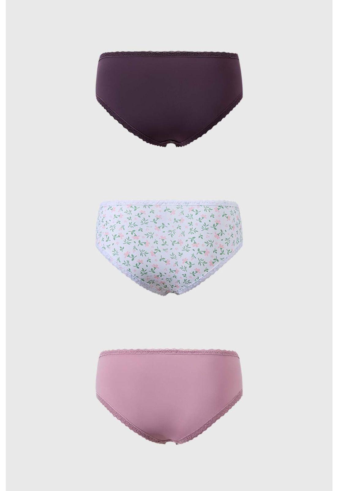 Calzón Mujer Tripack Bikini Estampado Blanco-1