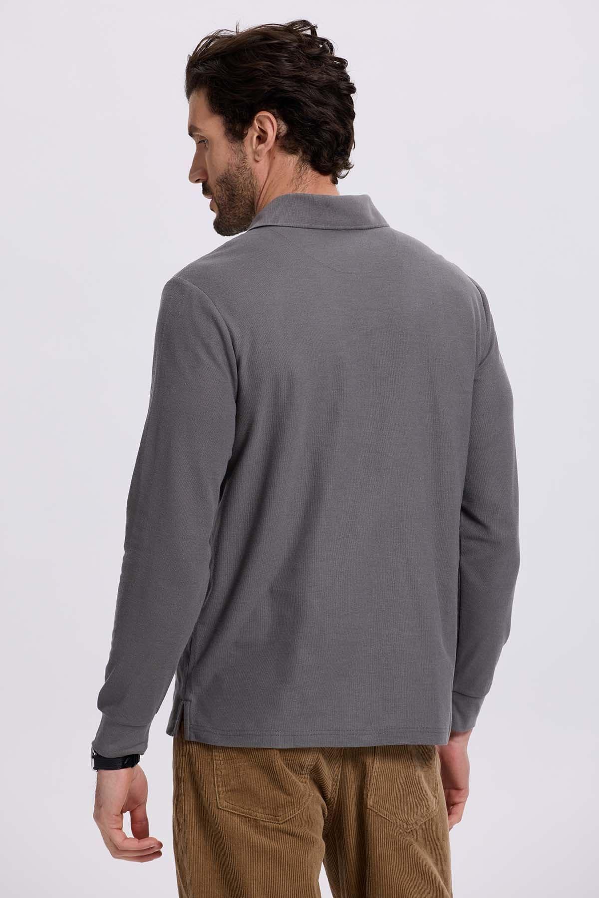 Polera Hombre Piqué Básica Gris-2