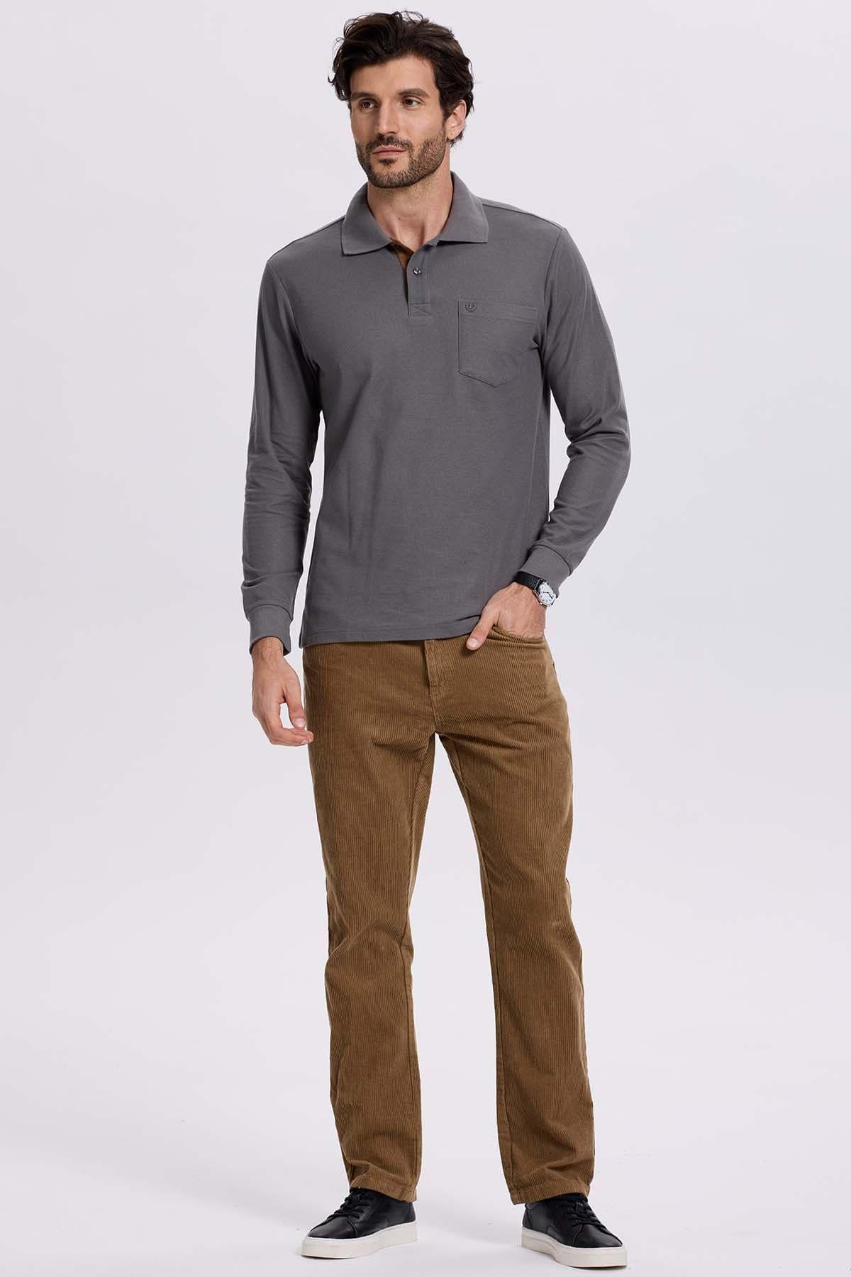 Polera Hombre Piqué Básica Gris-3