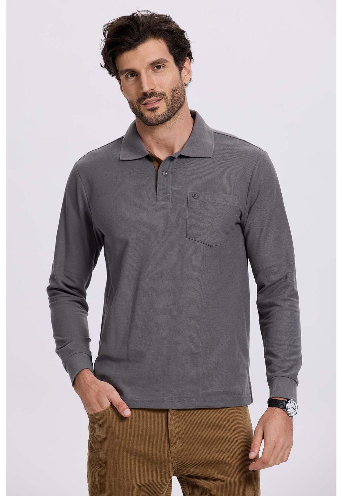 Polera Hombre Piqué Básica Gris-0