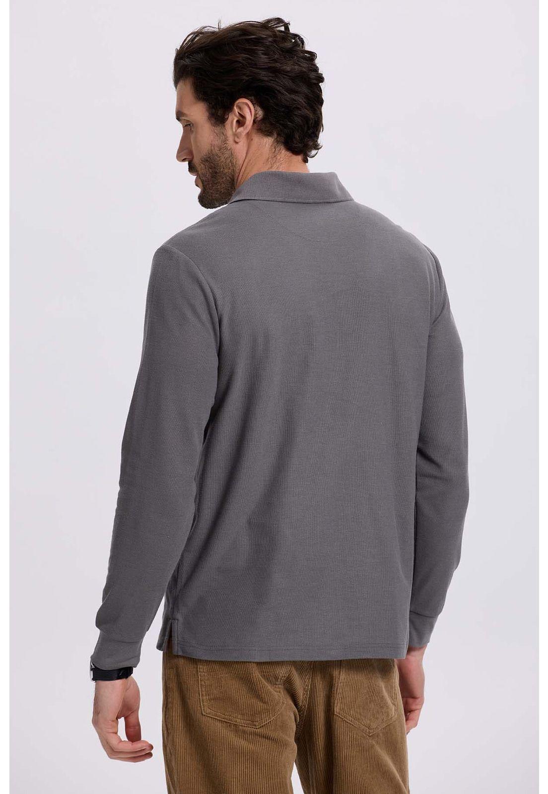 Polera Hombre Piqué Básica Gris-2