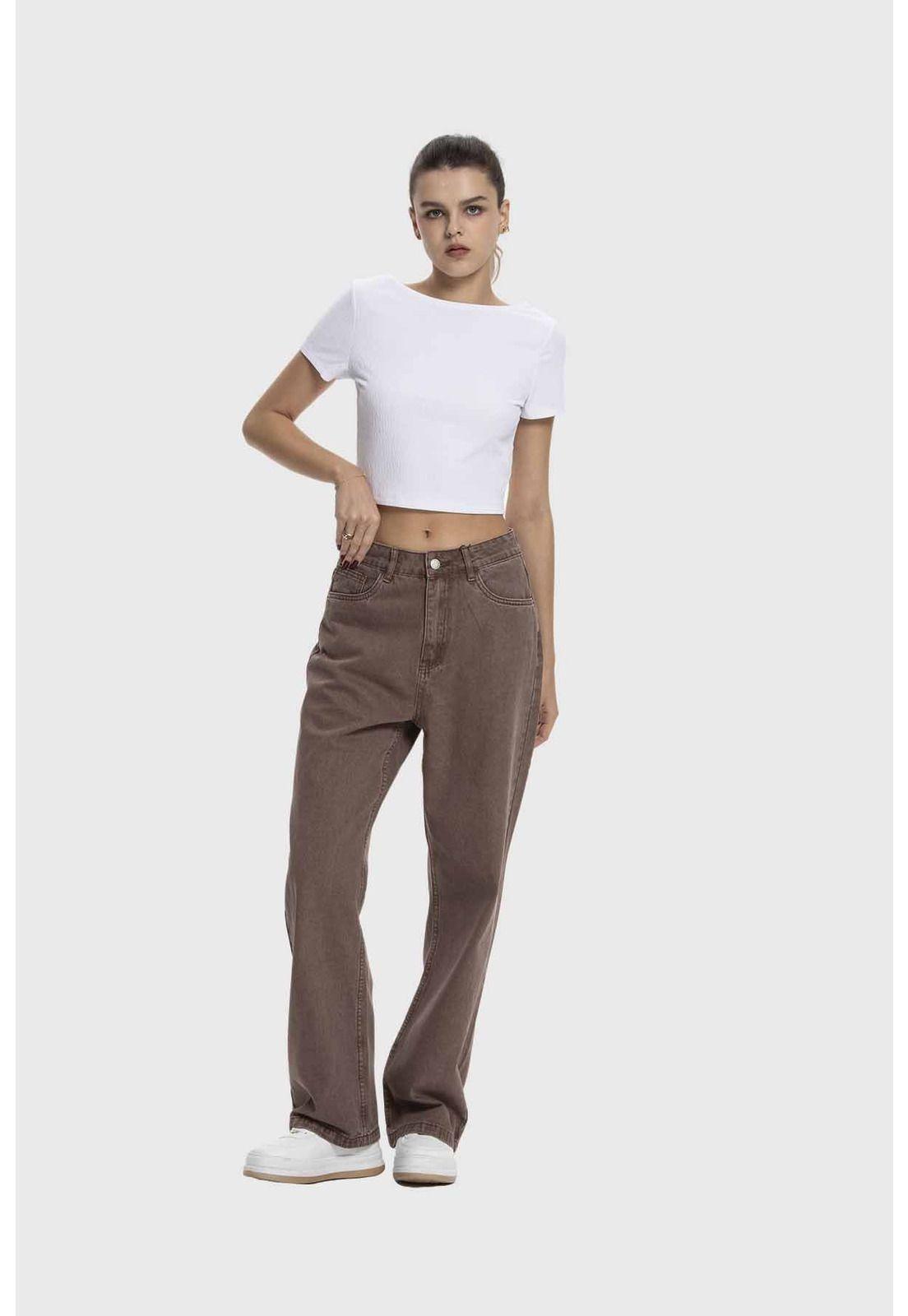 Jeans Mujer Calce Recto Classic Washed Chocolate-3