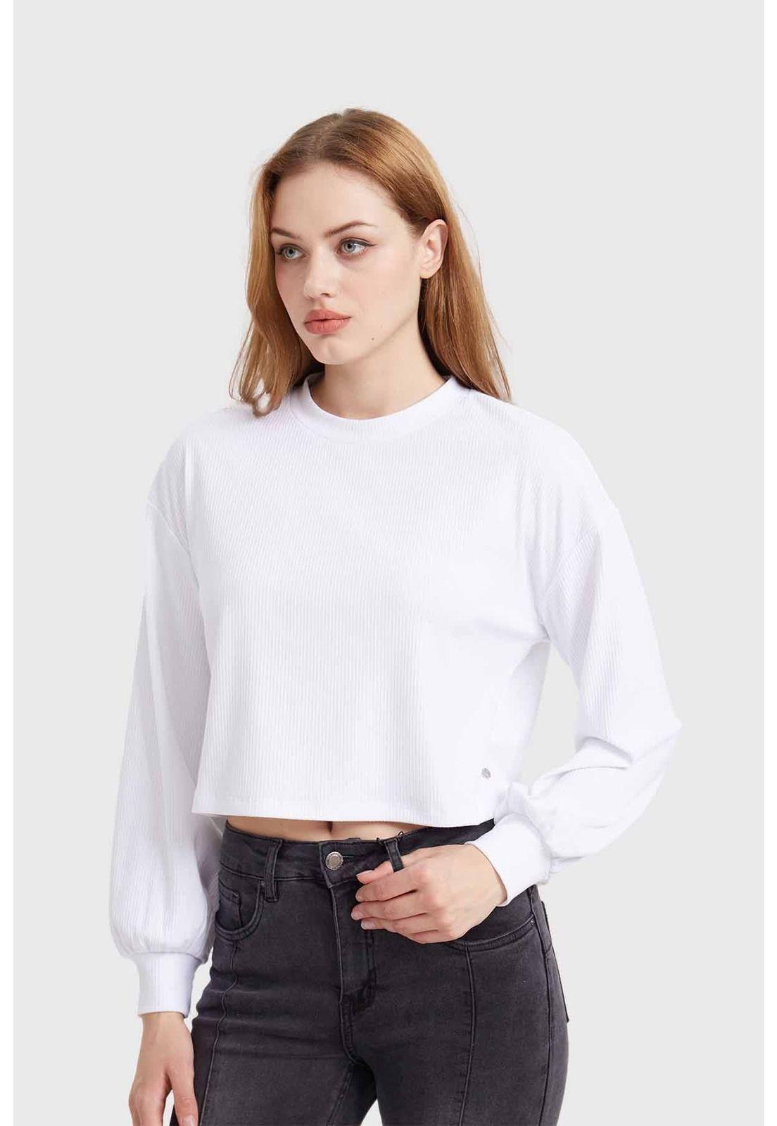 Sweater Mujer Crop Blanco-1
