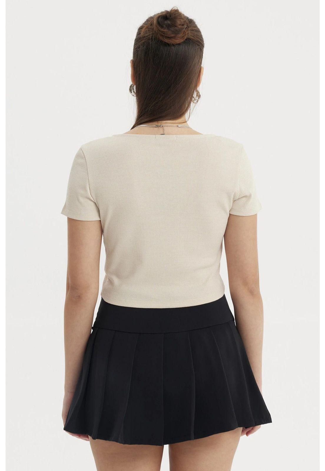 Polera Mujer Rib Abotonada Beige Claro-2