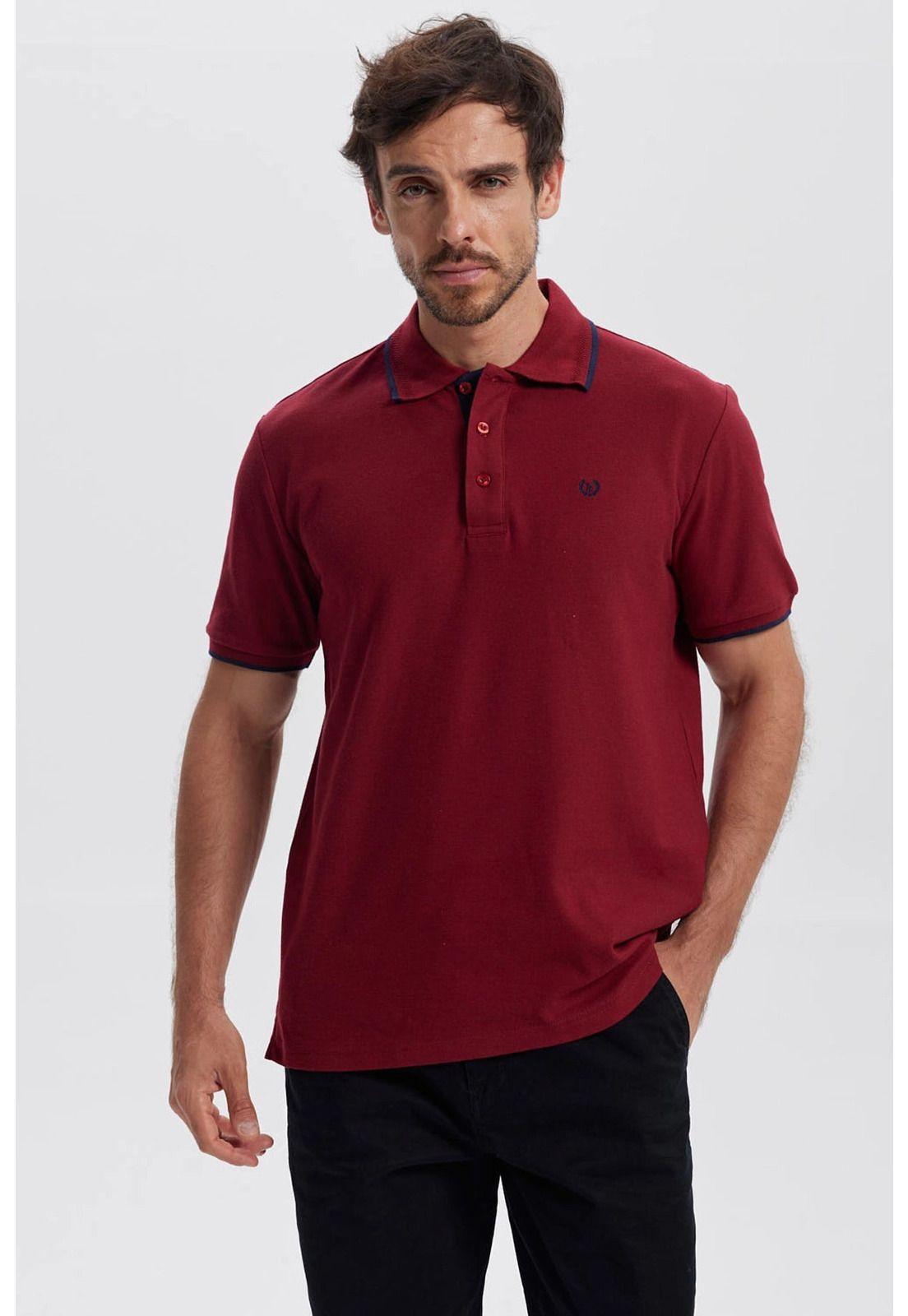 Polera Hombre Piqué Básica Lisa Burdeo - lV-0