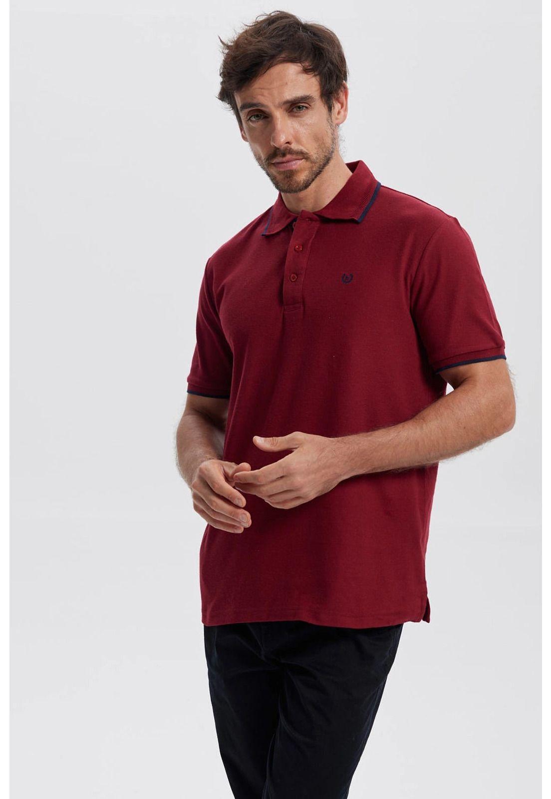 Polera Hombre Piqué Básica Lisa Burdeo - lV-1