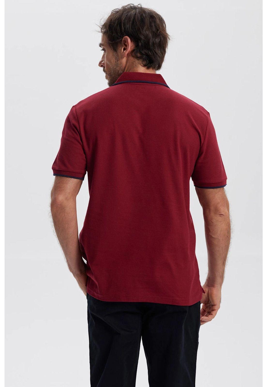 Polera Hombre Piqué Básica Lisa Burdeo - lV-2