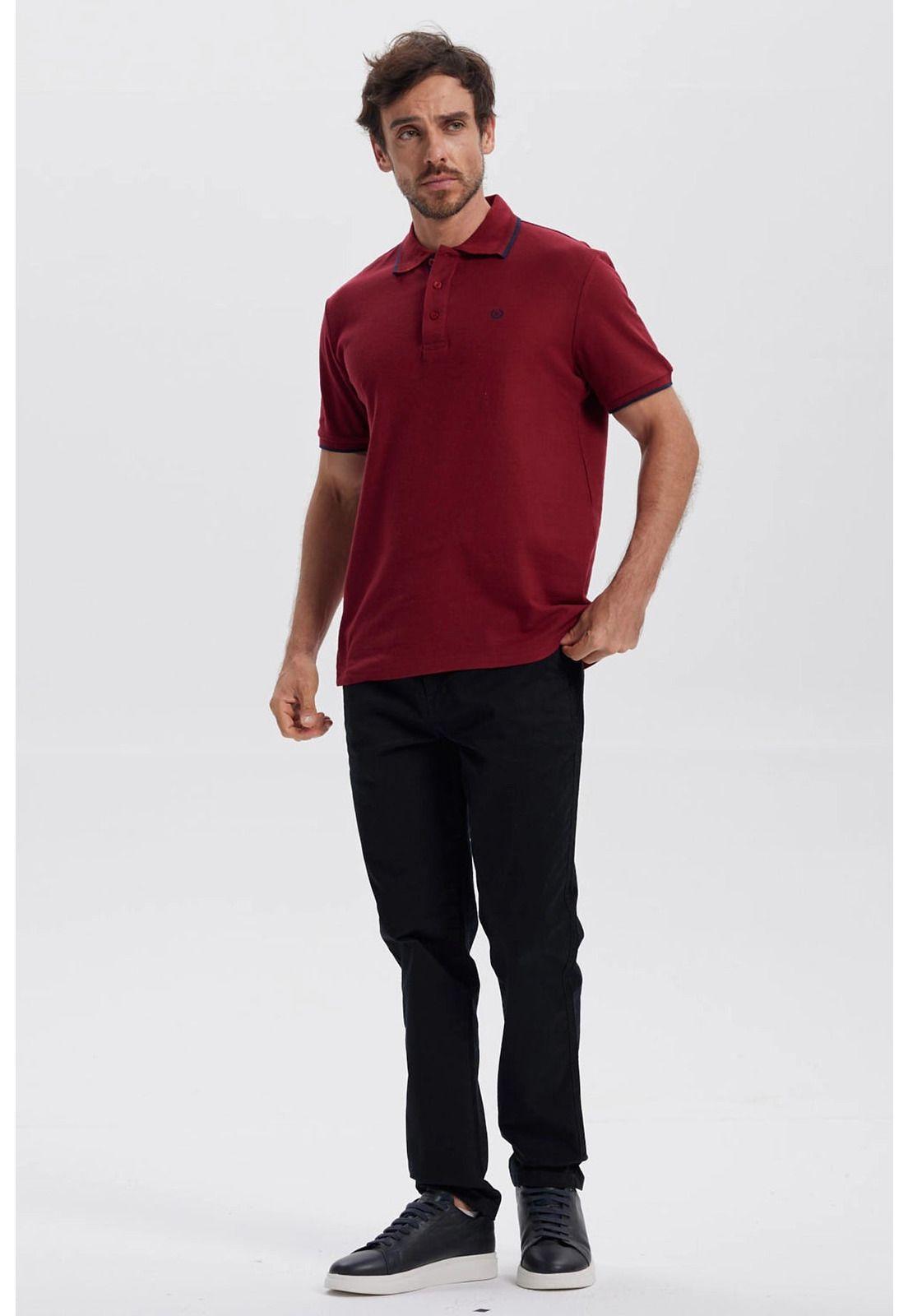 Polera Hombre Piqué Básica Lisa Burdeo - lV-3