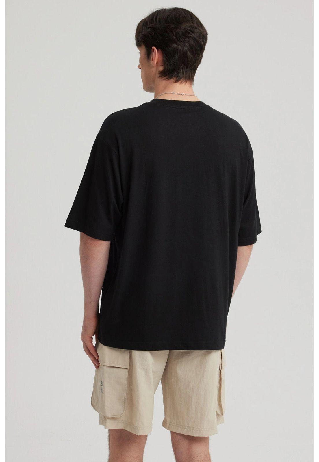 Polera Hombre Print Oversize Negro - ll-6