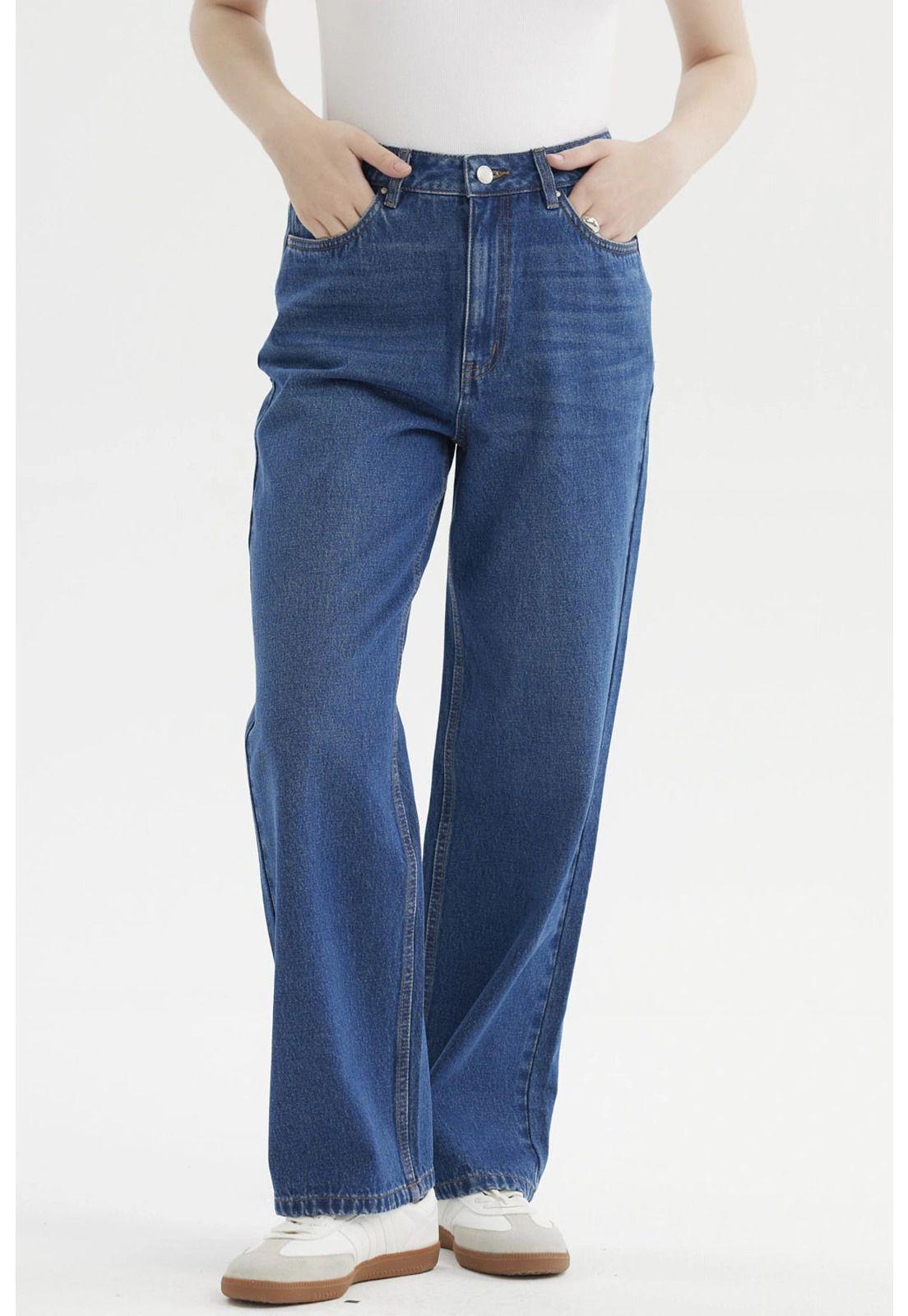 Jeans Mujer Cami Calce Recto Azul Oscuro-0