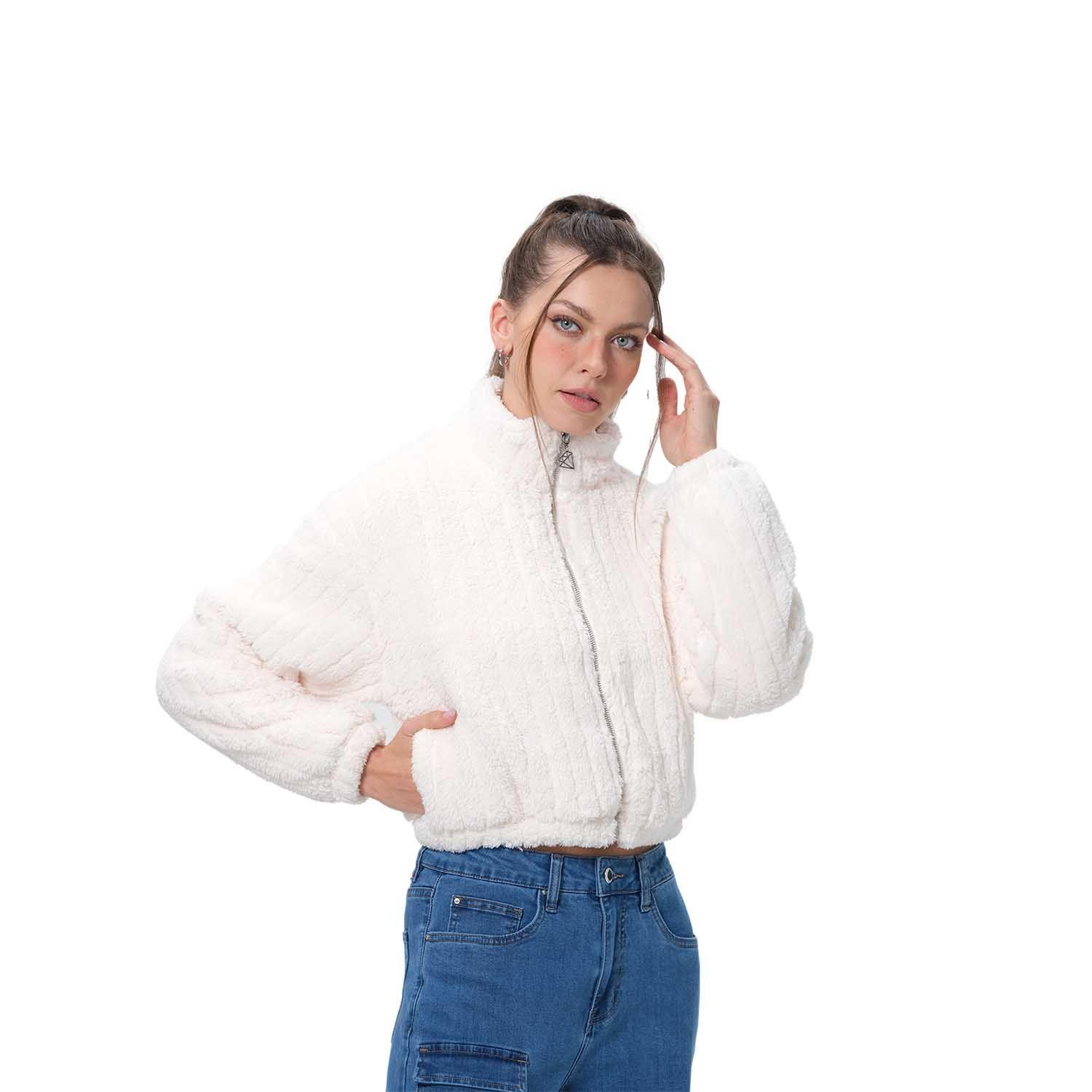 Chaqueta Mujer Tipo Polar Crudo Fashion's Park-0